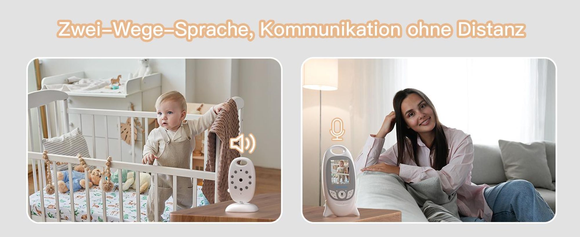 Boifun 2" Babyphone mit Kamera Video Baby Monitor mit Halterung VOX Modus Nachtsicht Temperatursensor