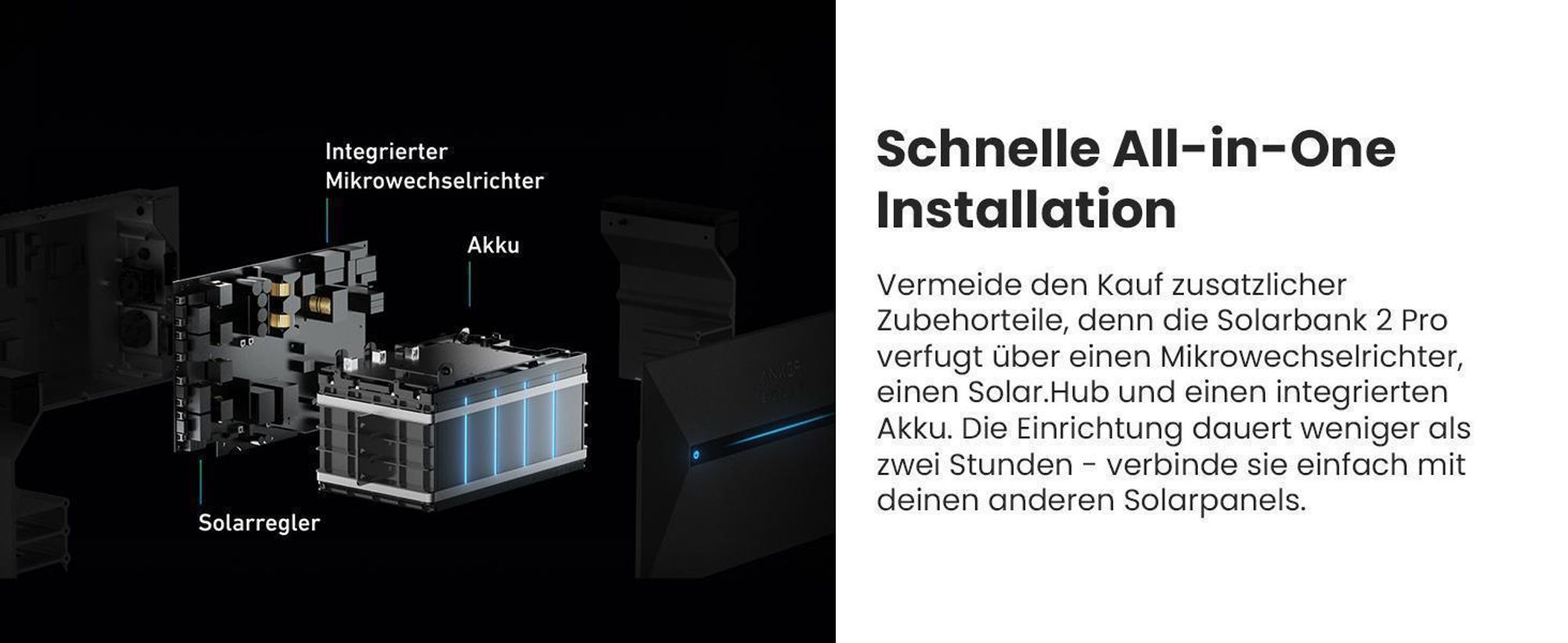 Powerness Balkonkraftwerk mit Speicher, Anker SOLIX E1600 Pro mit 2000W Solarmodule & Anker Smart Meter & 4 Sätze Flachdach Halterung(Schwarz) 0% VAT