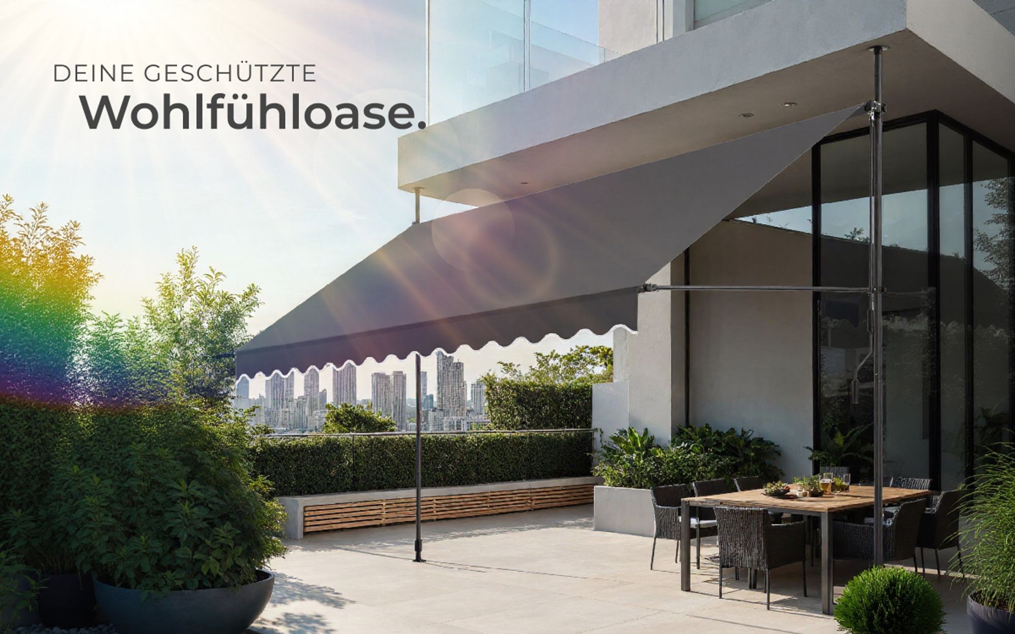 tectake® Klemmmarkise mit Handkurbel einfache Montage