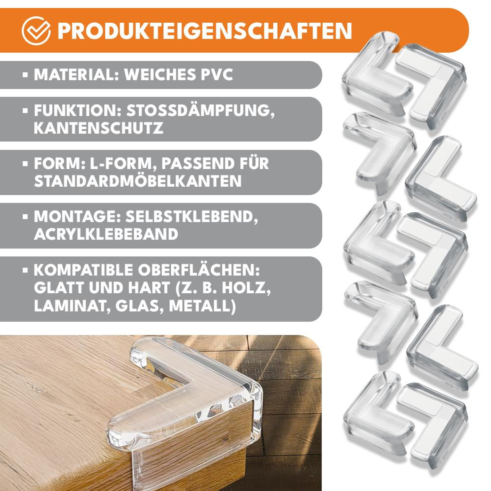 KRUMAD Kantenschutz Baby, Transparente Eckenschützer für Möbel, Selbstklebender Stoßschutz für Kinder, Tisch Schrank Kanten, 20 Stück