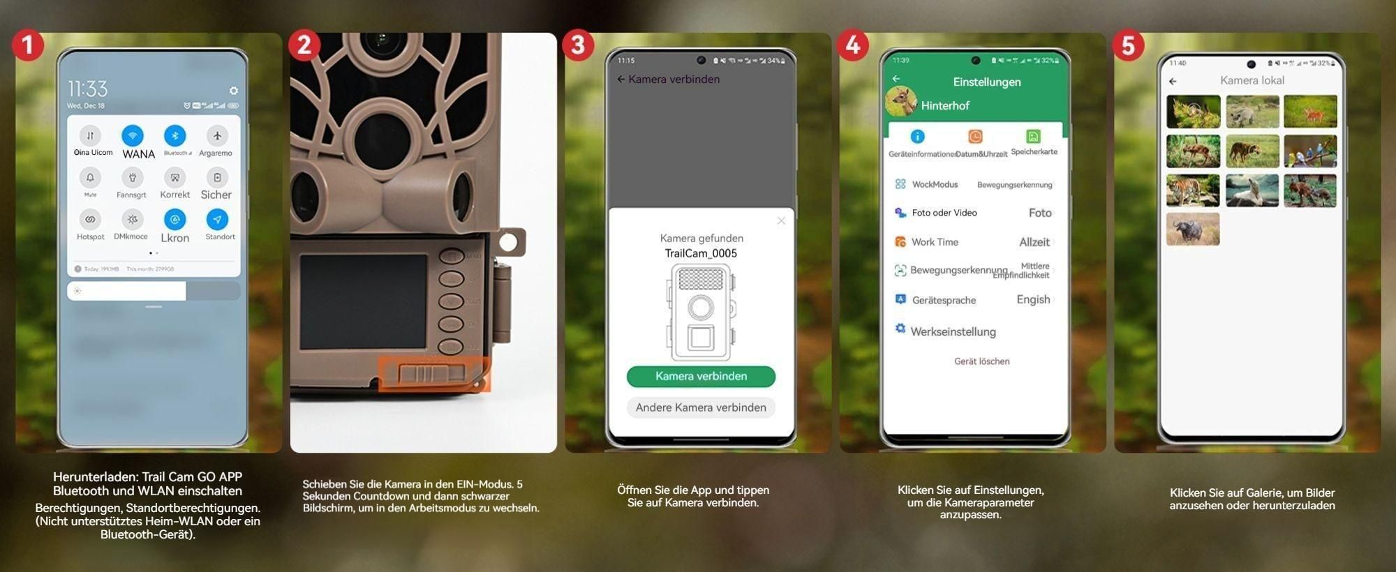 Wildkamera WLAN mit App 4K 48MP Nachtsicht Bewegungsmelder Wildtierkamera, IP66