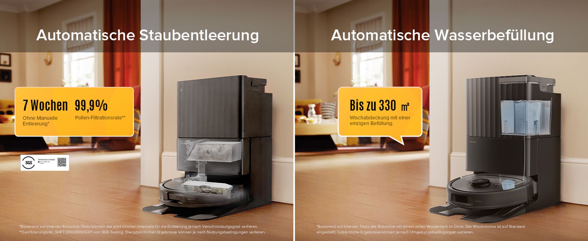 Roborock Qrevo S5V Saugroboter mit Wischfunktion, 12.000Pa, Zero-Tangle System, Warmlufttrocknung, Multifunktions-Dockingstation (Schwarz)