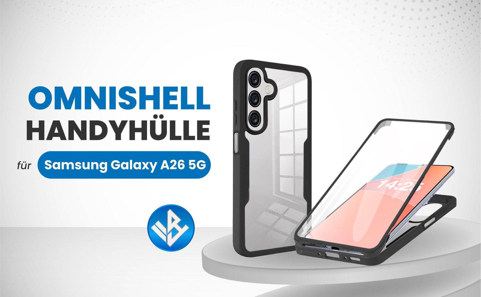 Schwarze 360 Grad Hülle für Samsung Galaxy A26 5G mit Kameraschutz