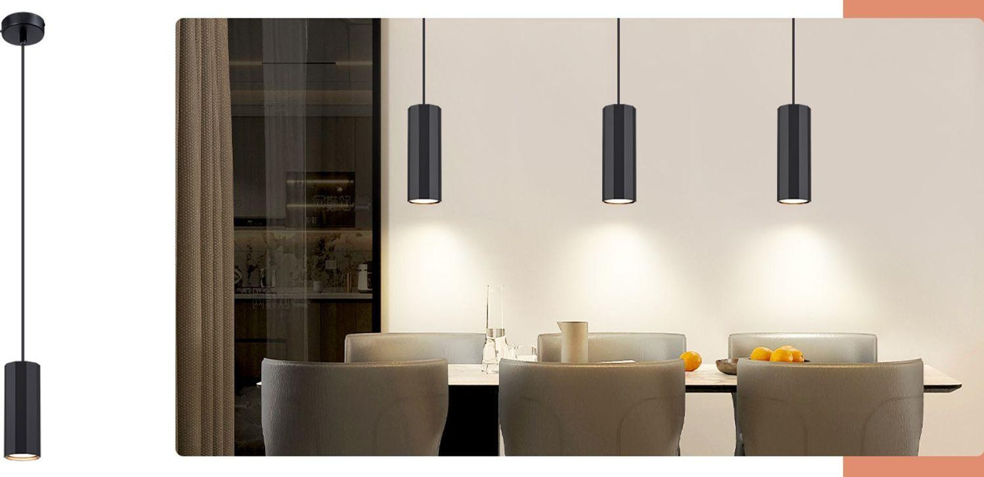ZMH Hanglamp, zwart, metaal, 1 lichtpunt, pendelarmatuur, GU10, modern, industriële hanglamp voor woonkamer, eetkamer, keuken, slaapkamer