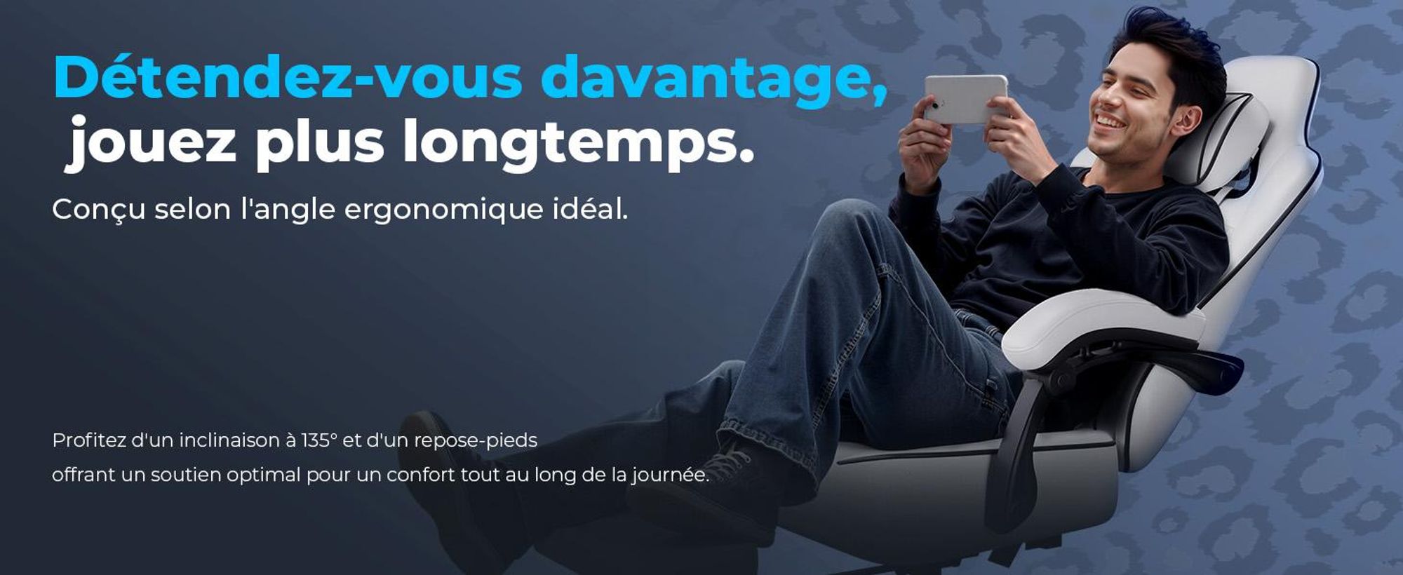 Fauteuil gaming GTPLAYER, fauteuil de bureau, fauteuil PC ergonomique, fauteuil pivotant réglable en hauteur, accoudoirs avec mécanisme synchrone, coussin lombaire, appui-tête