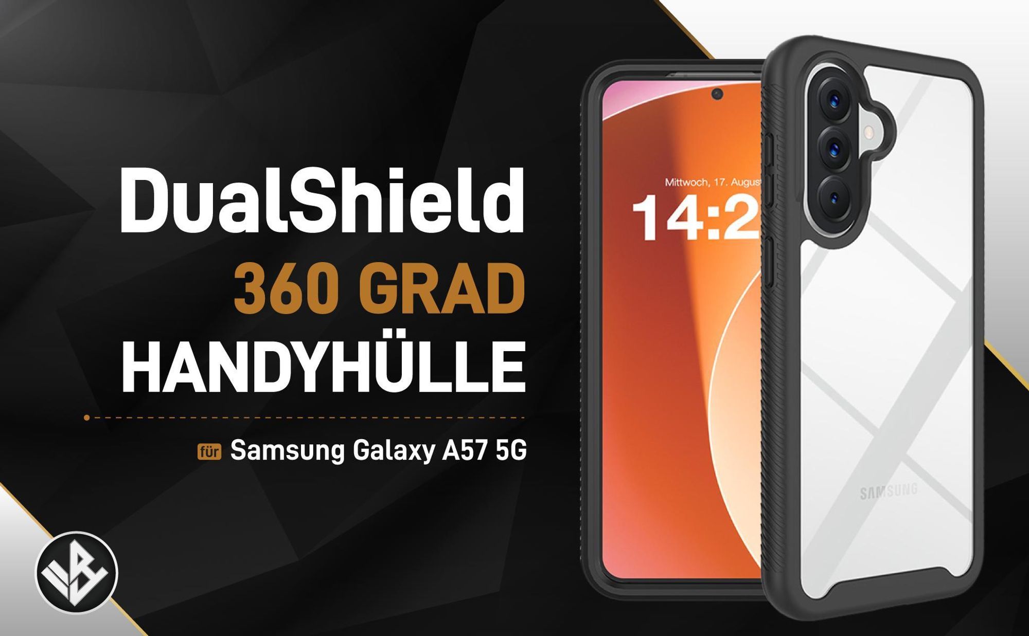 Schwarze 360 Grad Hülle für Samsung Galaxy A57 5G mit Kameraschutz