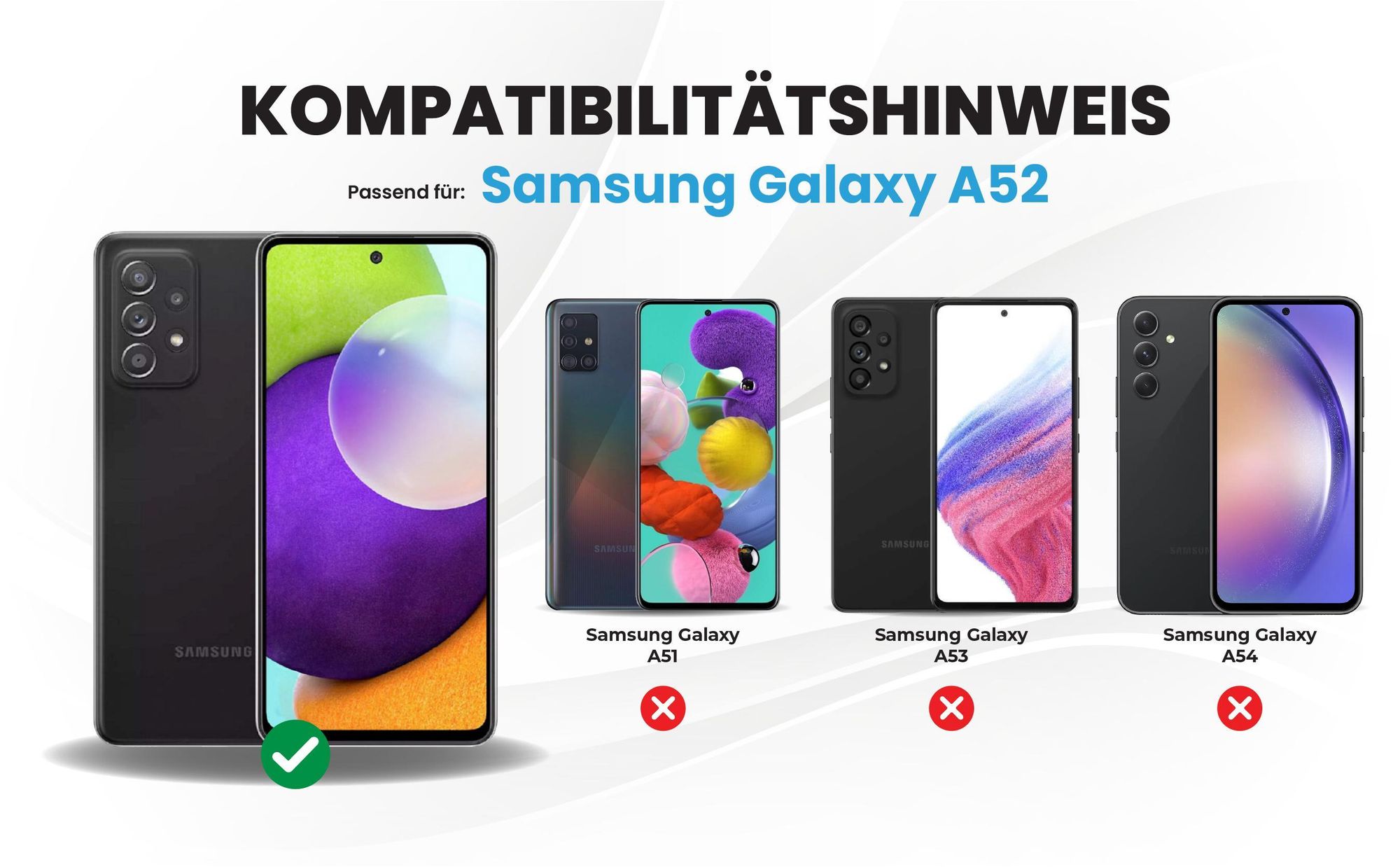 Kompatibilitätshinweise Hülle für Samsung Galaxy A52 / A52 5G / A52s 5G