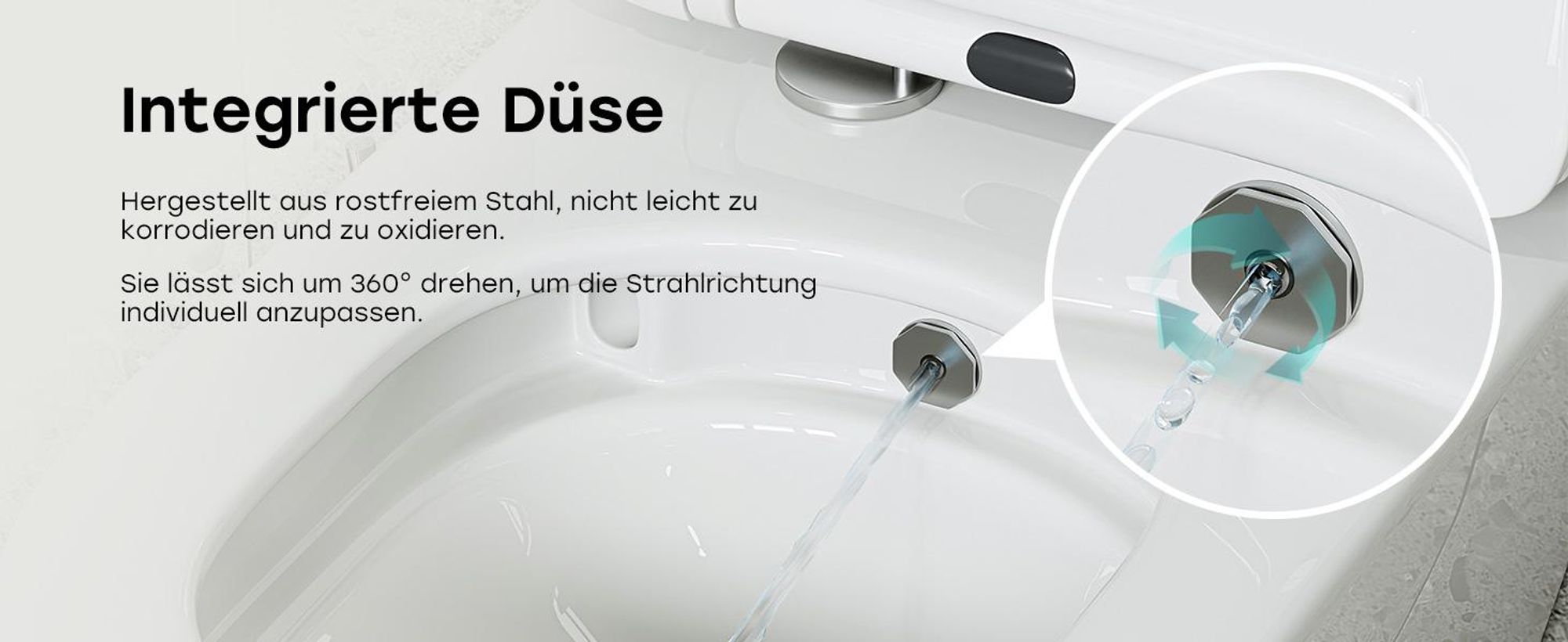 HOROW Dusch WC mit Bidet Funktion, Hänge WC mit Integrierter Düse, Taharet WC mit Armatur, WC Sitz mit Absenkautomatik, Kalt-/Warm Wasser, 53×36×35 cm