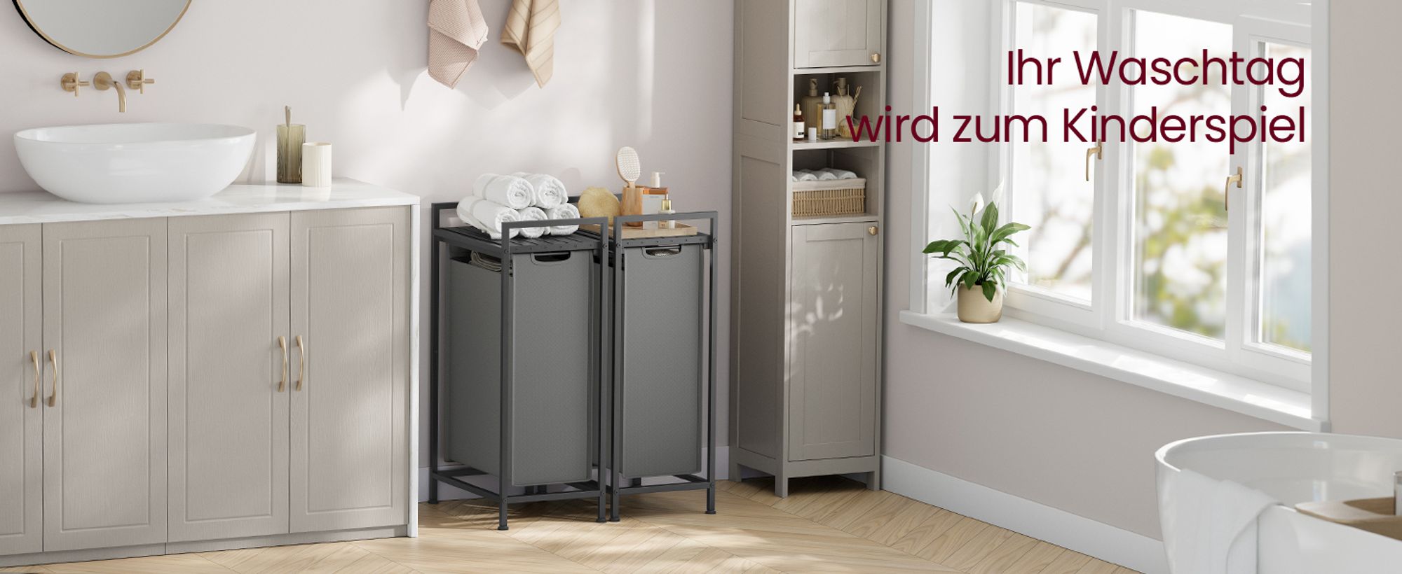 VASAGLE Wäschekorb , Wäschesammler mit Ablage, Wäschebox, 47 L