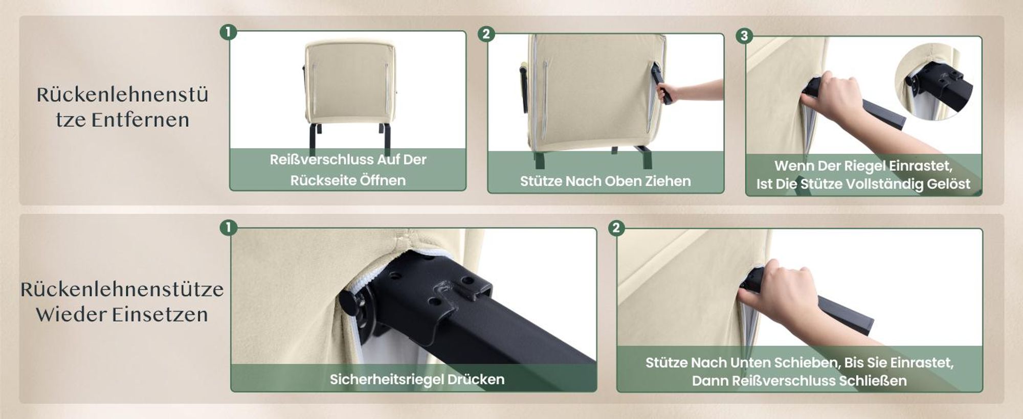 FlexiSpot 3-in-1 Schlafsessel mit Bettfunktion, Verstellbare Rückenlehne, Klappbare Beine, Seitentasche, Platzsparend für Wohnzimmer/Büro (Weiß+Grün)