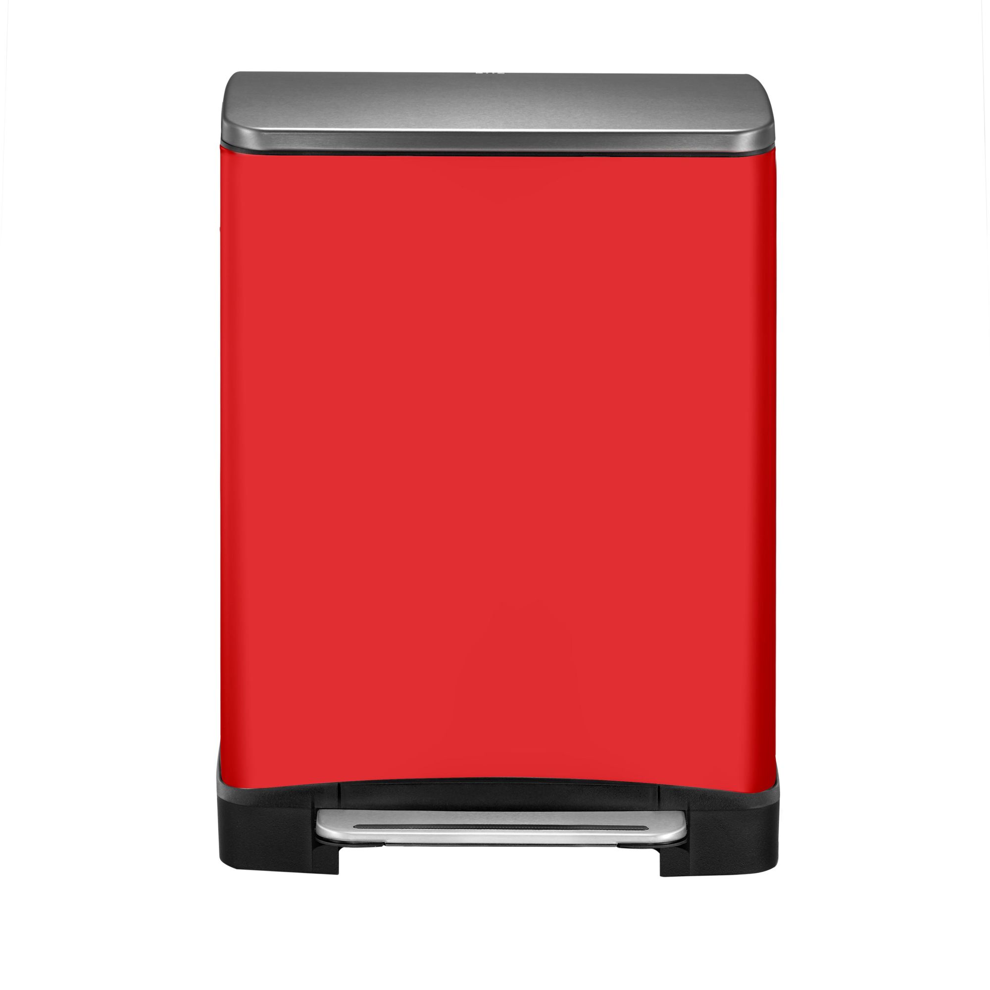 EKO - E-Cube recycling pedaalemmer 28+18 liter - Stainless steel Plastic - Rot, Matt Edelstahl