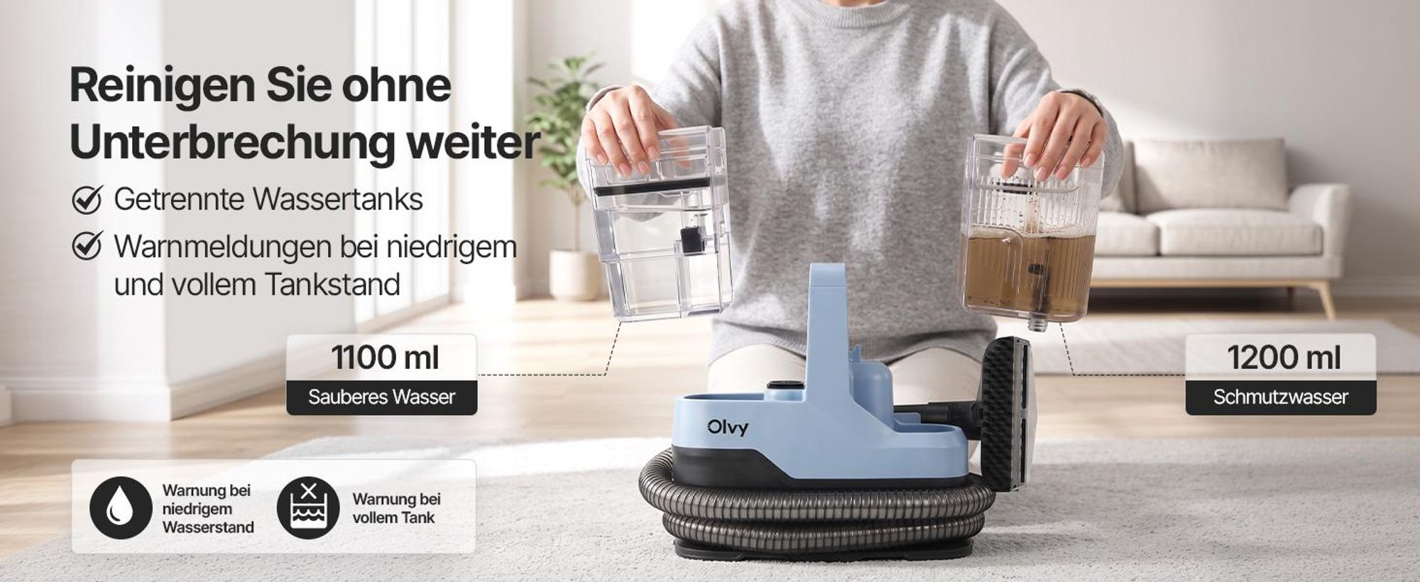 Olvy Teppichreiniger Waschsauger 17.000 PA – Leistungsstarker Nasssauger