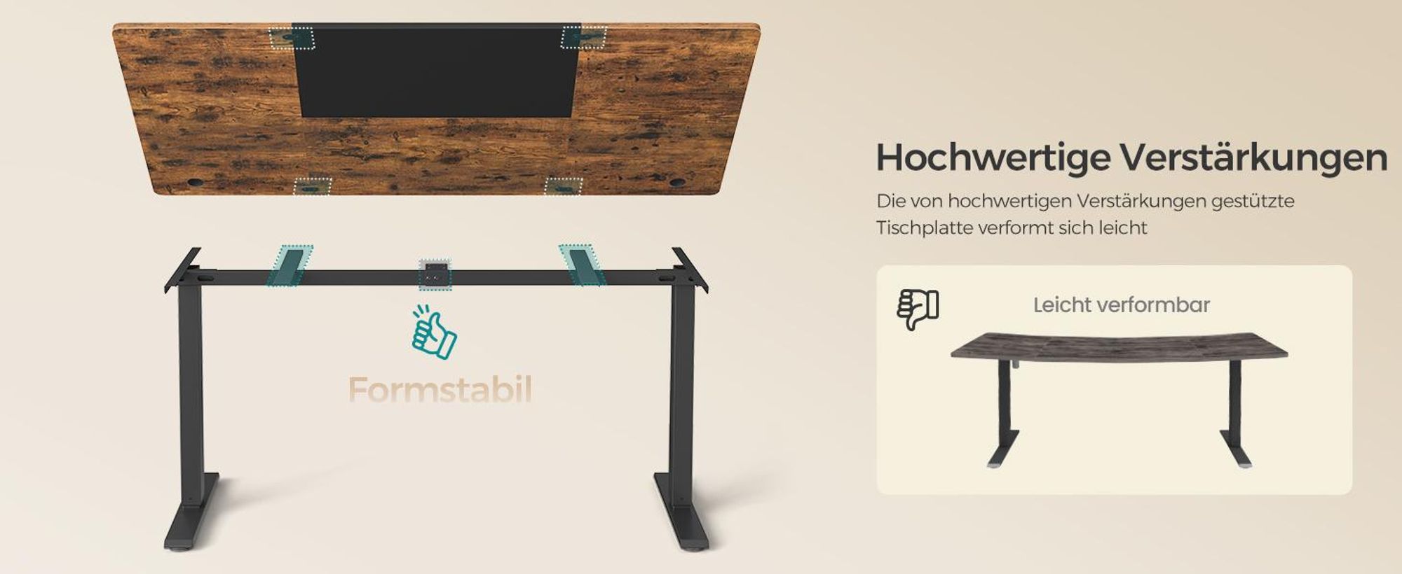 SONGMICS Höhenverstellbarer Schreibtisch elektrisch, USB-C-Anschluss, 180 cm, stufenlos verstellbar, Memory-Funktion mit 4 Höhen