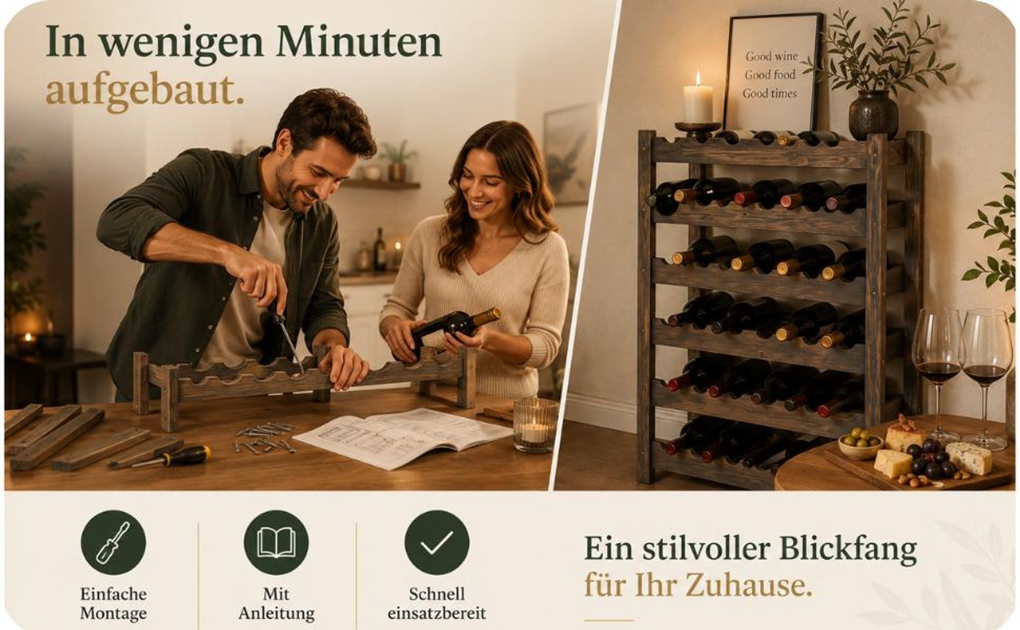 STOLMAK Weinregal aus Holz für 30 Flaschen Natur Kiefernholz 53x86x25 cm Flaschenregal Weinschrank Weinständer Flaschenhalter Kellerregal