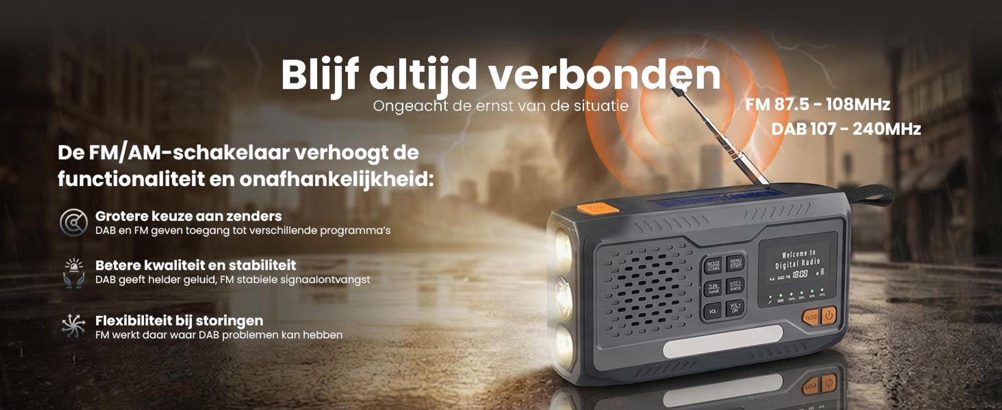 Extralink Noodradio DAB/FM, Solar, Dynamo, 4500 mAh, Bluetooth en SOS