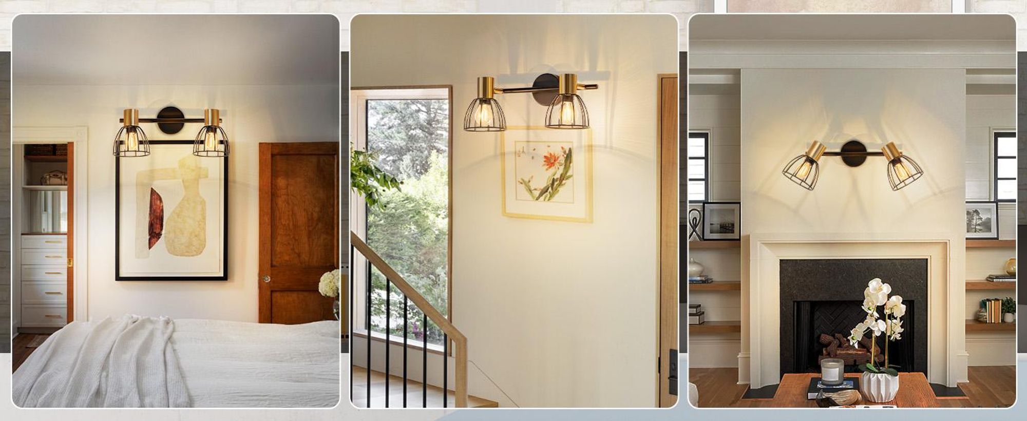 ZMH 2 Flammig Wandleuchten innen Wandlampe E14 Schwarz Wandbeleuchtung Schwenkbar 350° Flurlampe Retro Metall Wandspot für Treppen Flur Wohnzimmer
