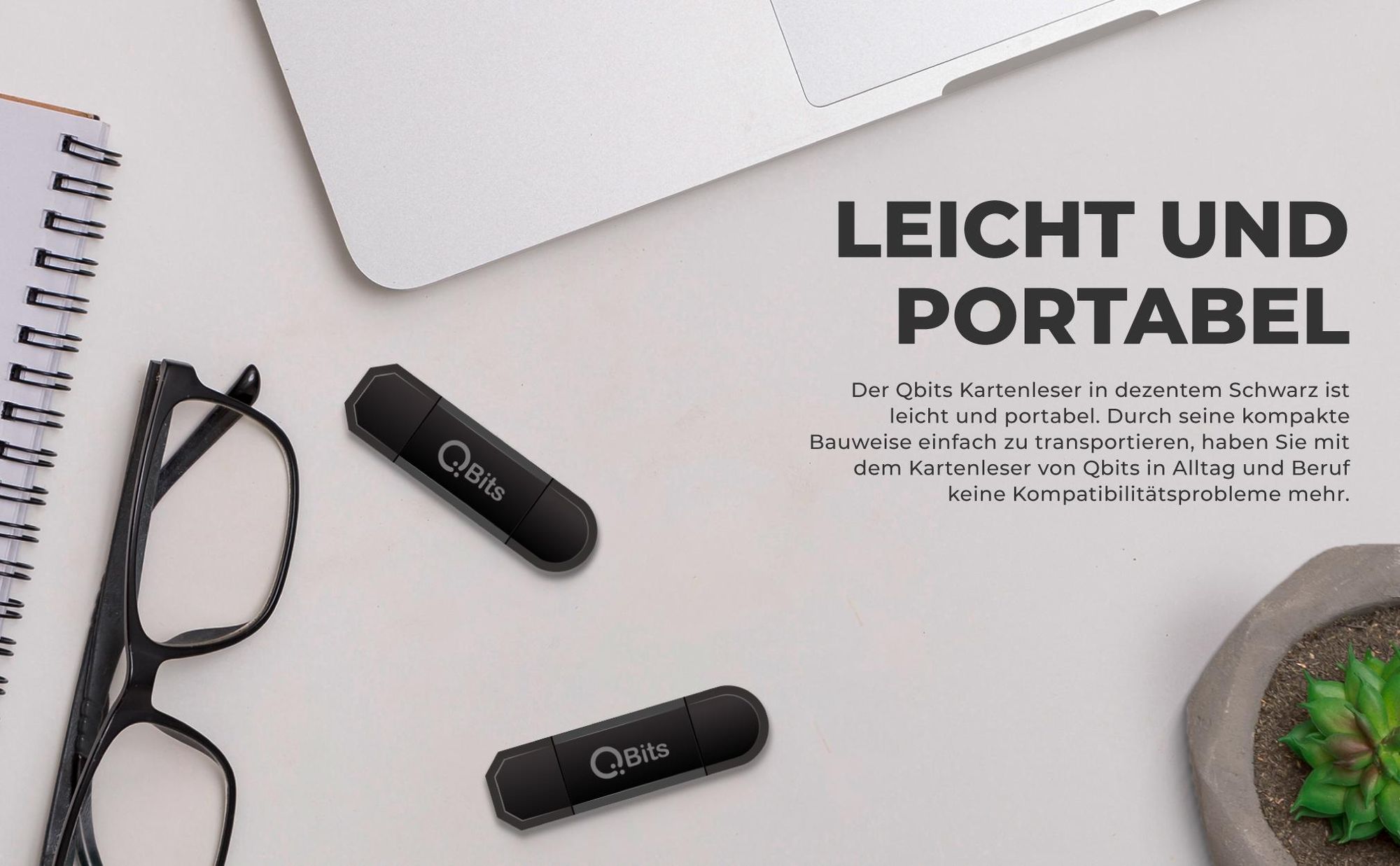 Qbits SD/Micro SD Kartenleser USB-C OTG Adapter und USB 2.0 Kartenlesegerät für Speicherkarten SDXC, SDHC, SD, MMC, RS-MMC, Micro SDXC, Micro SD, Micro SDHC Karte und UHS-I Karten