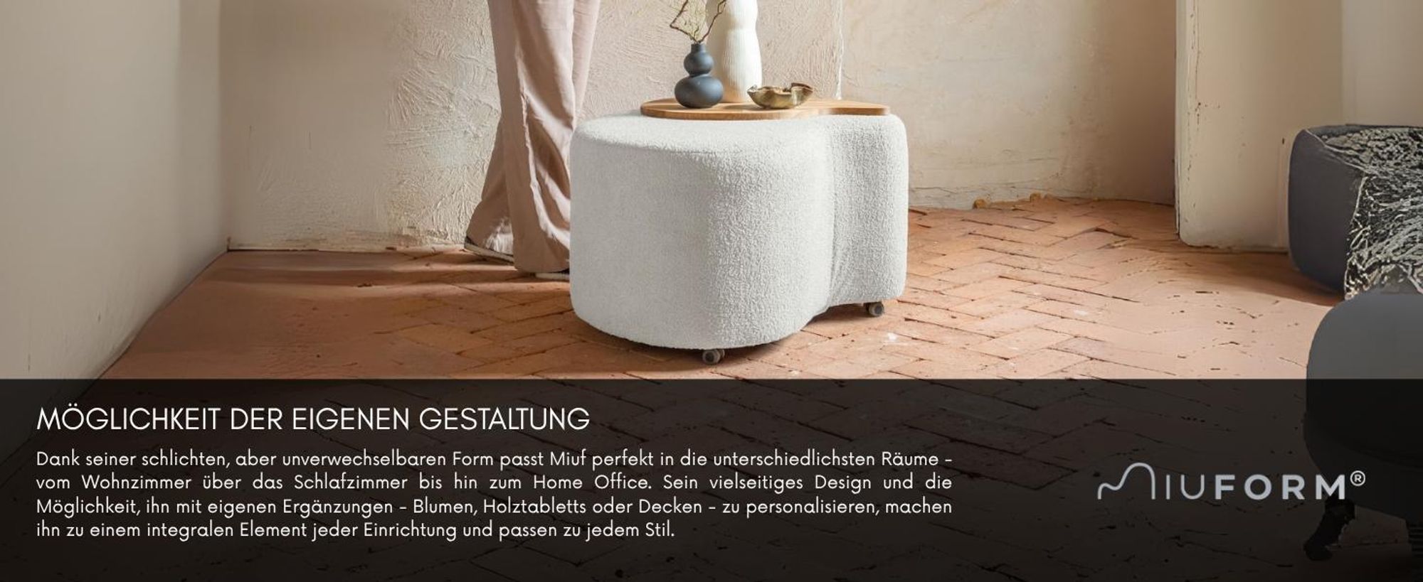 MIUFORM Miuf Pouf - Sitzpouf - 68x64cm - Salbei - Fußablage Hocker Sitzhocker
