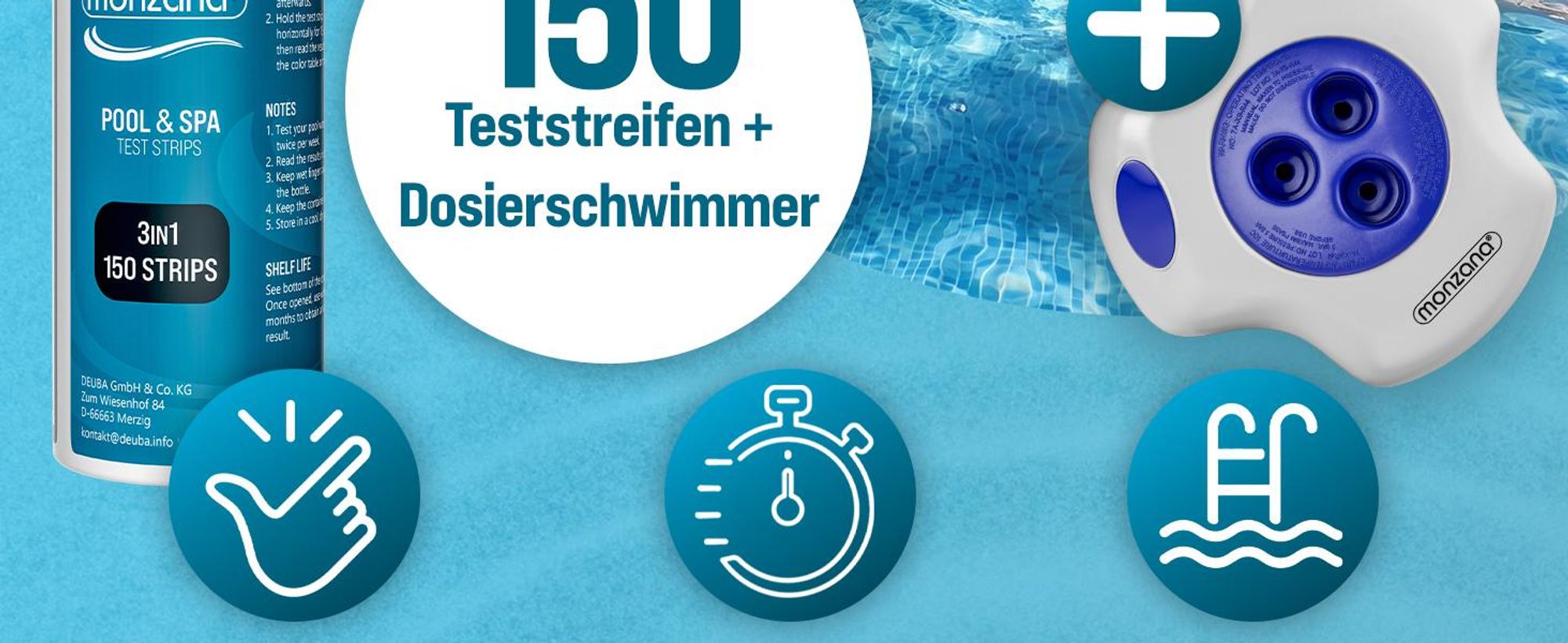 MONZANA Dosierschwimmer Pool für 20-200g Tabletten