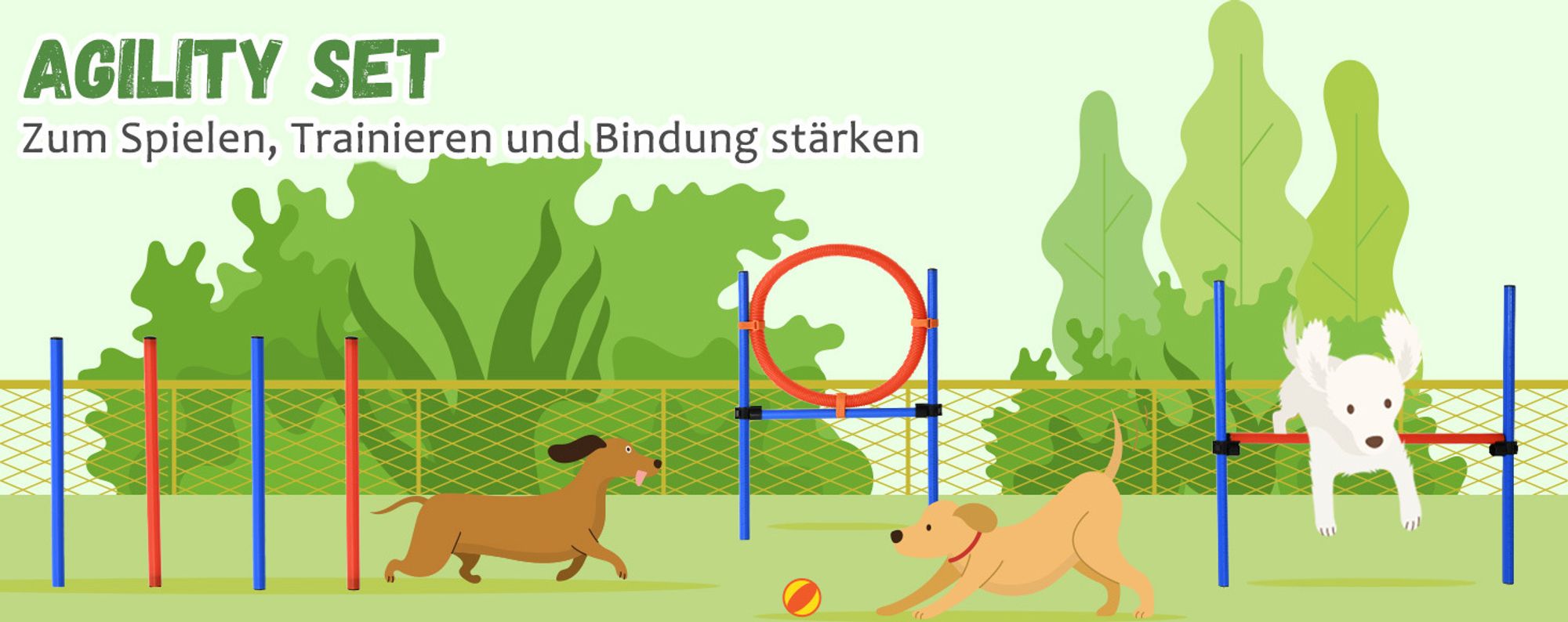 Pawhut Hunde Agility Slalom Übung Hundesport Training Reifen Hürde Set 2 Modelle