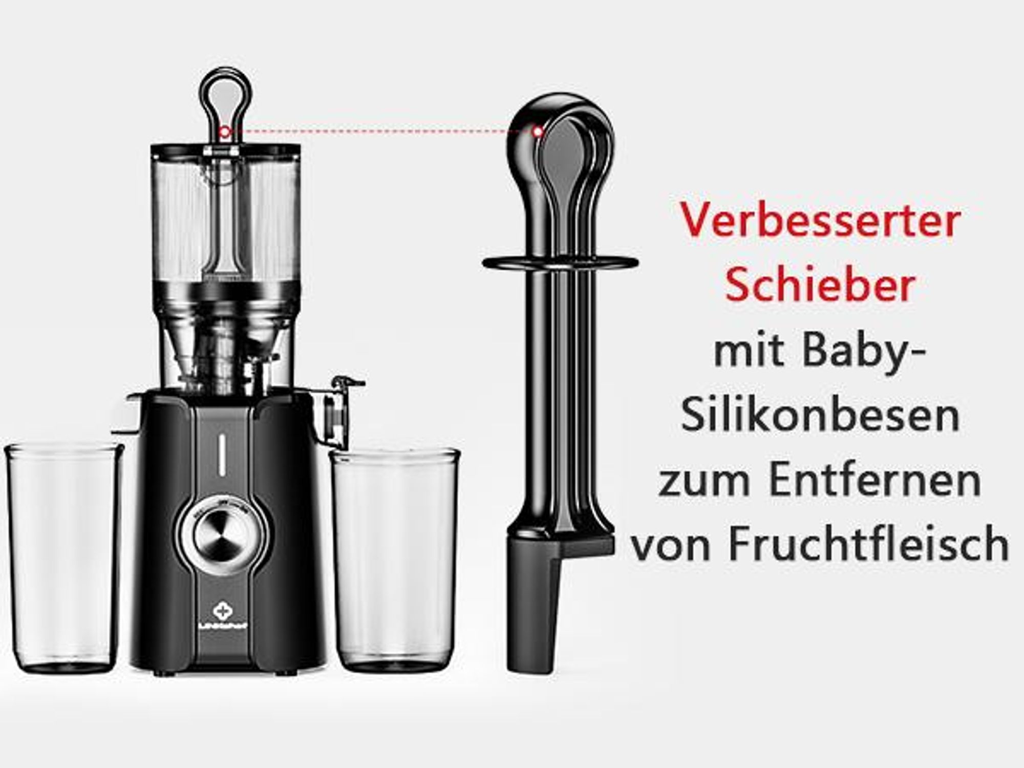 LINKChef SJ-051-EU-BL Entsafter - CE 200W Leistung 1.2L Inklusive Saftpresse Leicht zu reinigen - Schwarz
