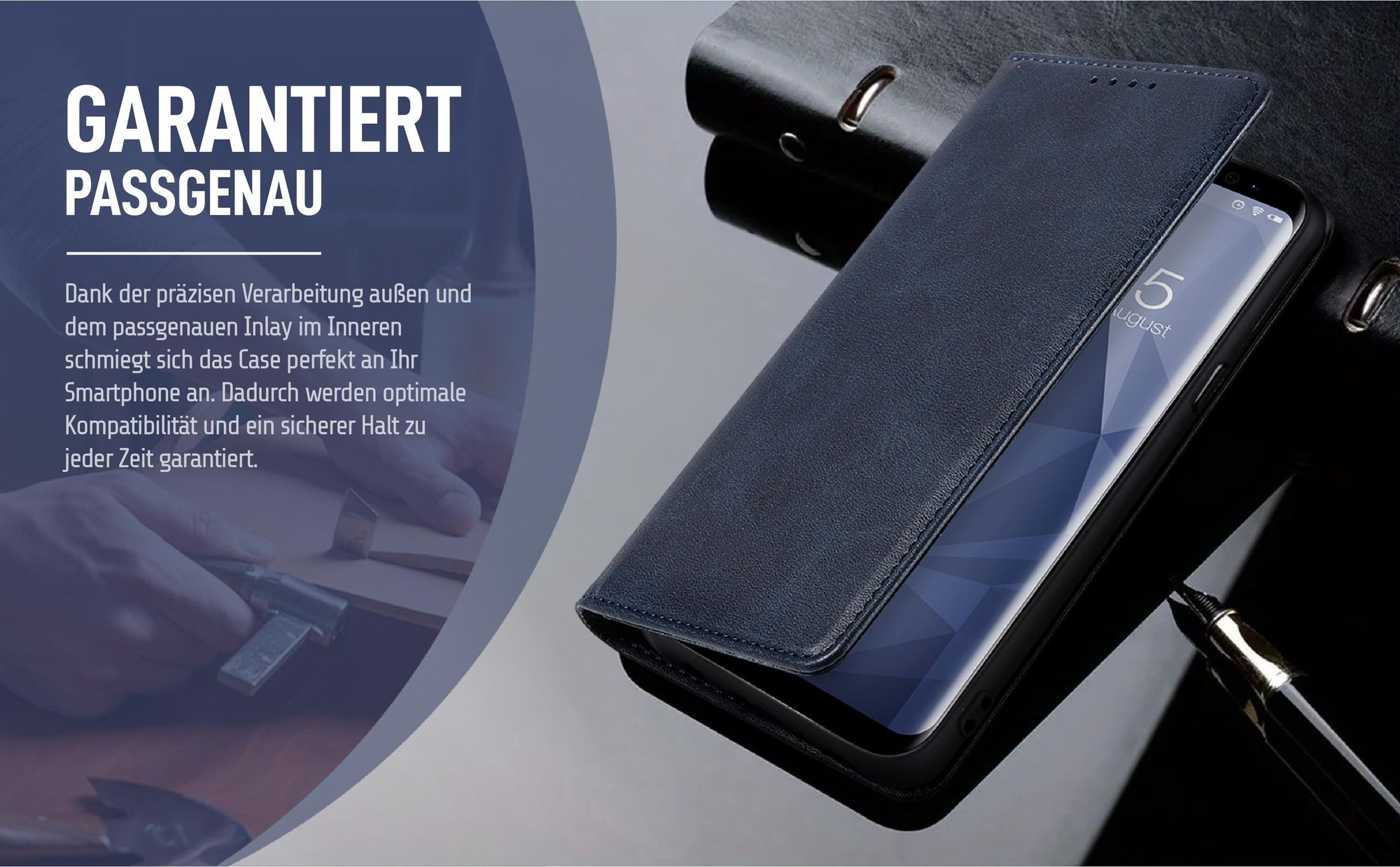 Dunkelblaue Klapphülle für Samsung Galaxy S10 mit präziser Passform