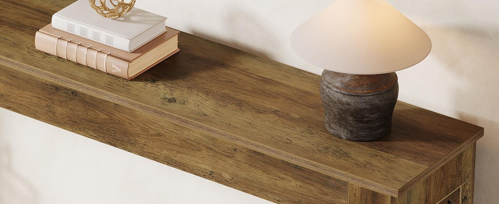 Tribesigns 160 cm Farmhouse Konsolentisch, für den Eingangsbereich, Industrieholz-Sofatisch mit Beinen im Retro-Hohlmuster Flur,rustikales Braun