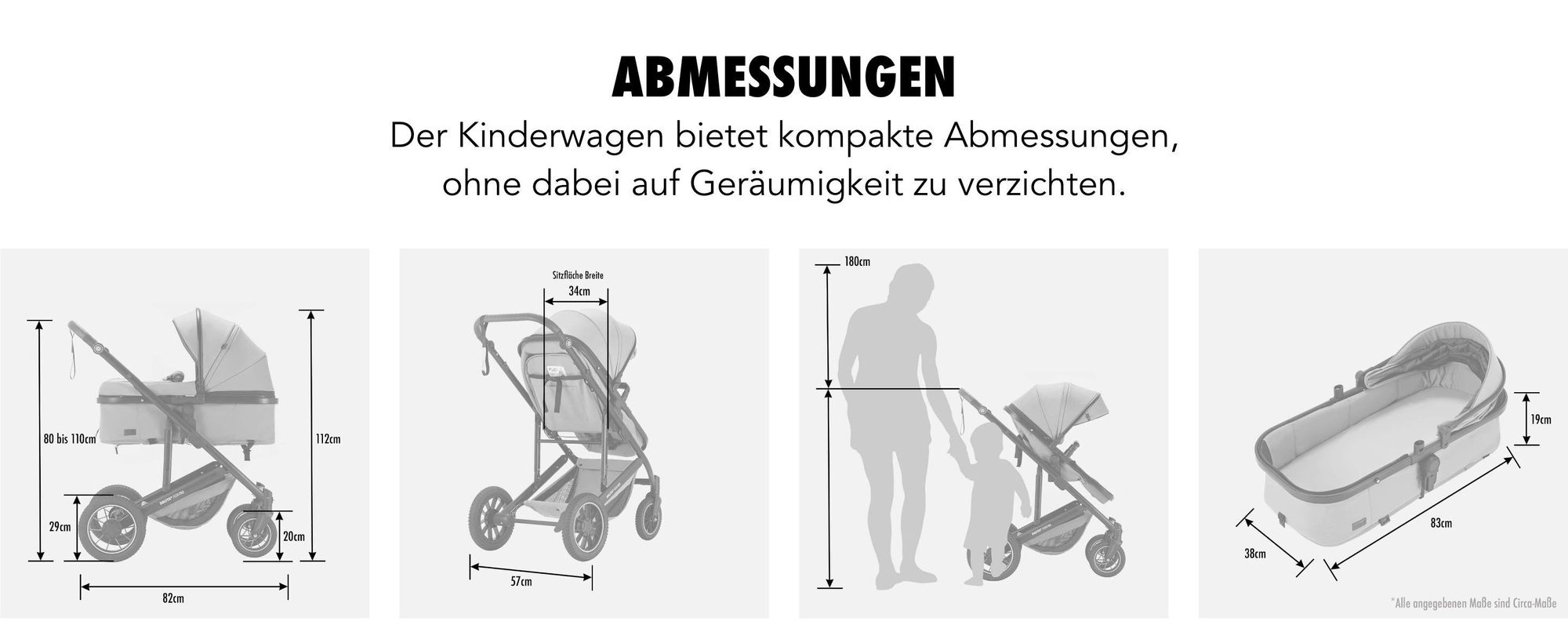 Daliya® FLEXI-PRO M 2in1 Kombikinderwagen & Buggy, Memory-Knöpfe, Großer Einkaufskorb, Leichter Reisekinderwagen, Sportwagen, Kinderwagen