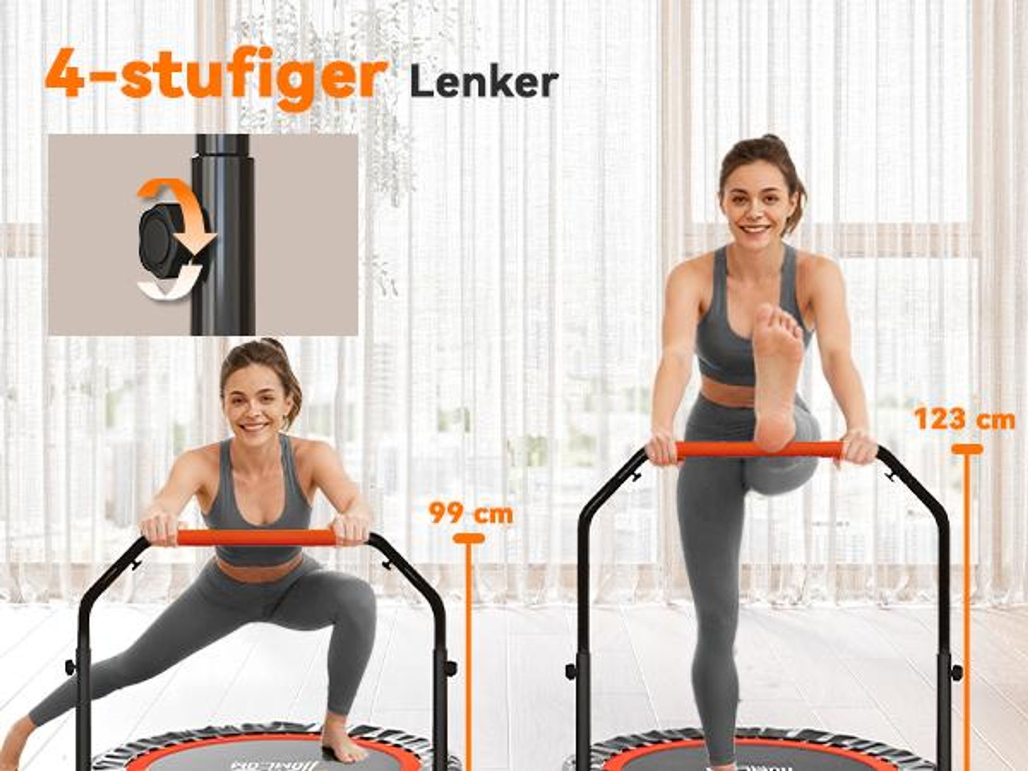 SPORTNOW 102cm Faltbares Fitness-Rebounder Fitness-Trampolin mit Haltegriff