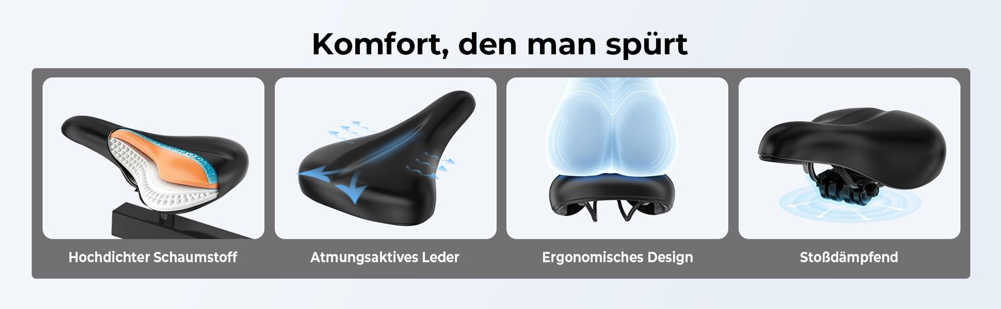 JASPORT A3 Leises Heimtrainer Fahrrad,  LED-Monitor, Bluetooth & App, verstellbarer Sitz & Widerstand, Tablet-Halter, bis 120 kg, Fitnessbike Zuhause