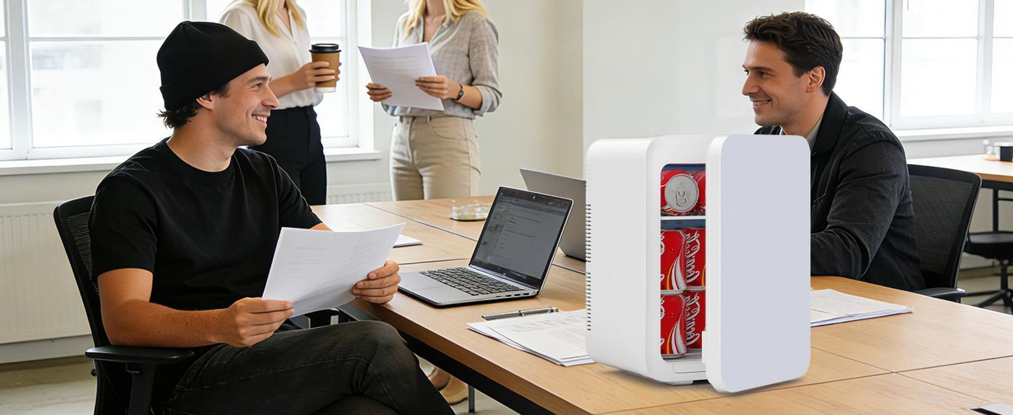 Puluomis Mini Kühlschrank 20L, 2 in 1 Warm- und Kühlbox tragbar Ultra-Leiser Auto Kühlbox (<30dB) 12V/220V /230V AC/DC für Getränkedosen, Snacks Weiß