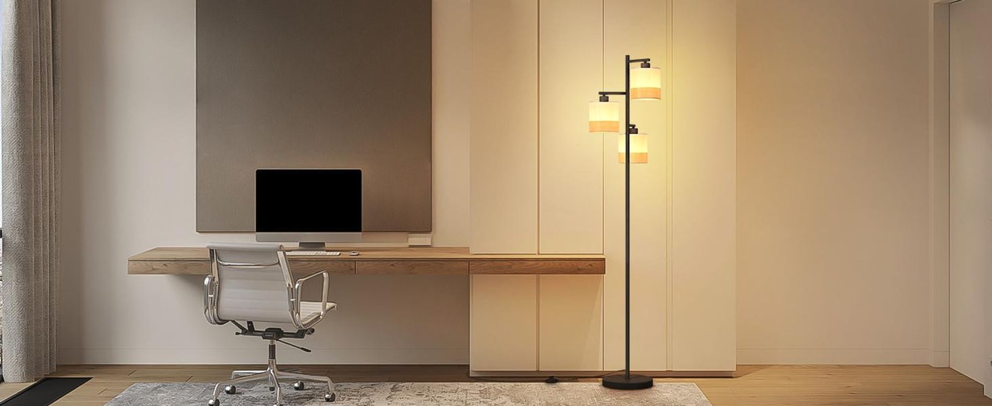 ZMH Stehlampe Wohnzimmer Stehleuchte Stoff Standlampe 3 Flammig Standleuchte Schwarz Leselampe E27 Bodenlampe mit Fußschalter für Schlafzimmer Büro