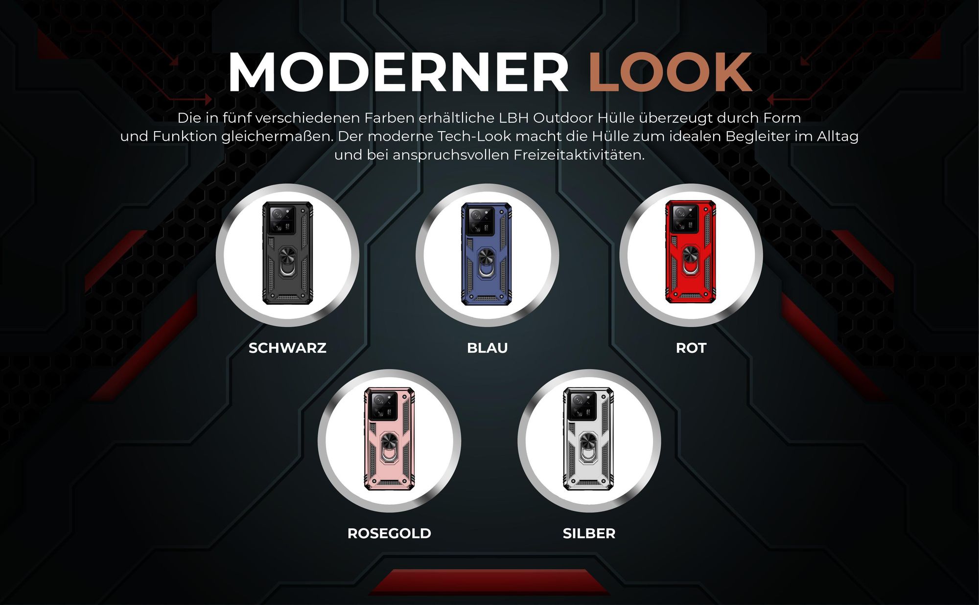 Armorhüllen in Schwarz, Blau, Rot, Rosegold und Silber für Xiaomi 13T / 13T Pro