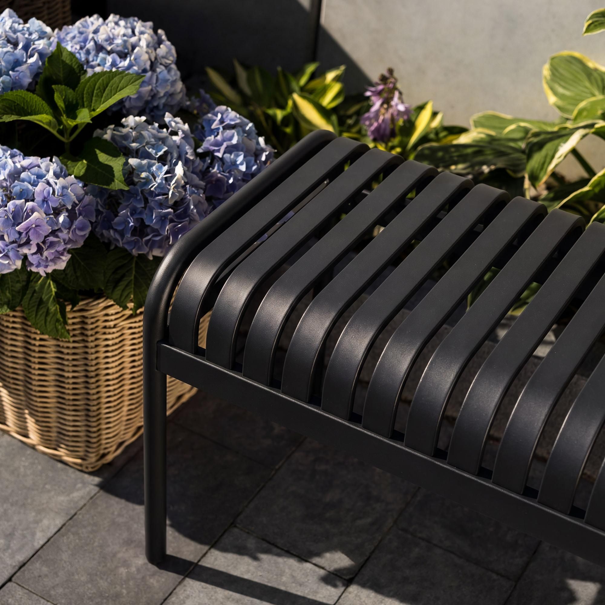 di volio Gartenbank BAISO - Metallbank für Terrasse & Garten, 130 cm, wetterfest schwarz
