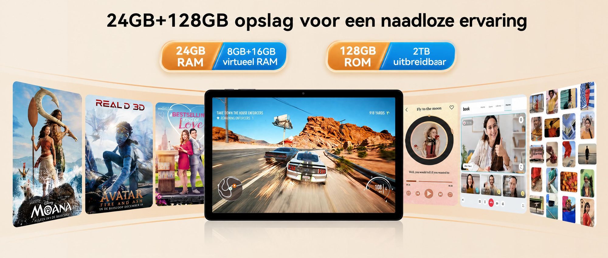 TABWEE T90 Tablet Android 16, 11 inch, 24+ 128 GB ROM (2 TB TF), 5G WiFi, met stylus/muiz/toetsenbord, 8000 mAh, 16 MP + 8 MP, Widevine L1, Gemini AI