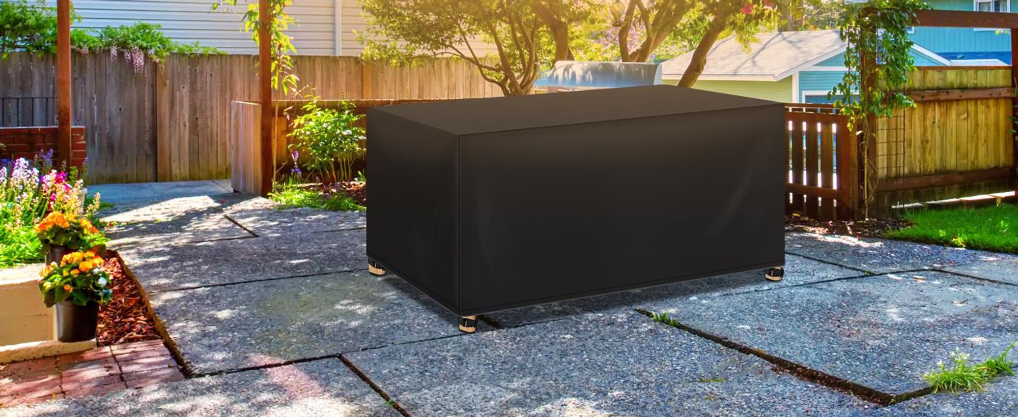 WOLTU Abdeckung für Gartenmöbel, aus 420D Oxford Gewebe, Wasserdicht Abdeckplane UV-Beständig, Schutzhülle Plane für Möbelsets, Schwarz 250x210x90 cm