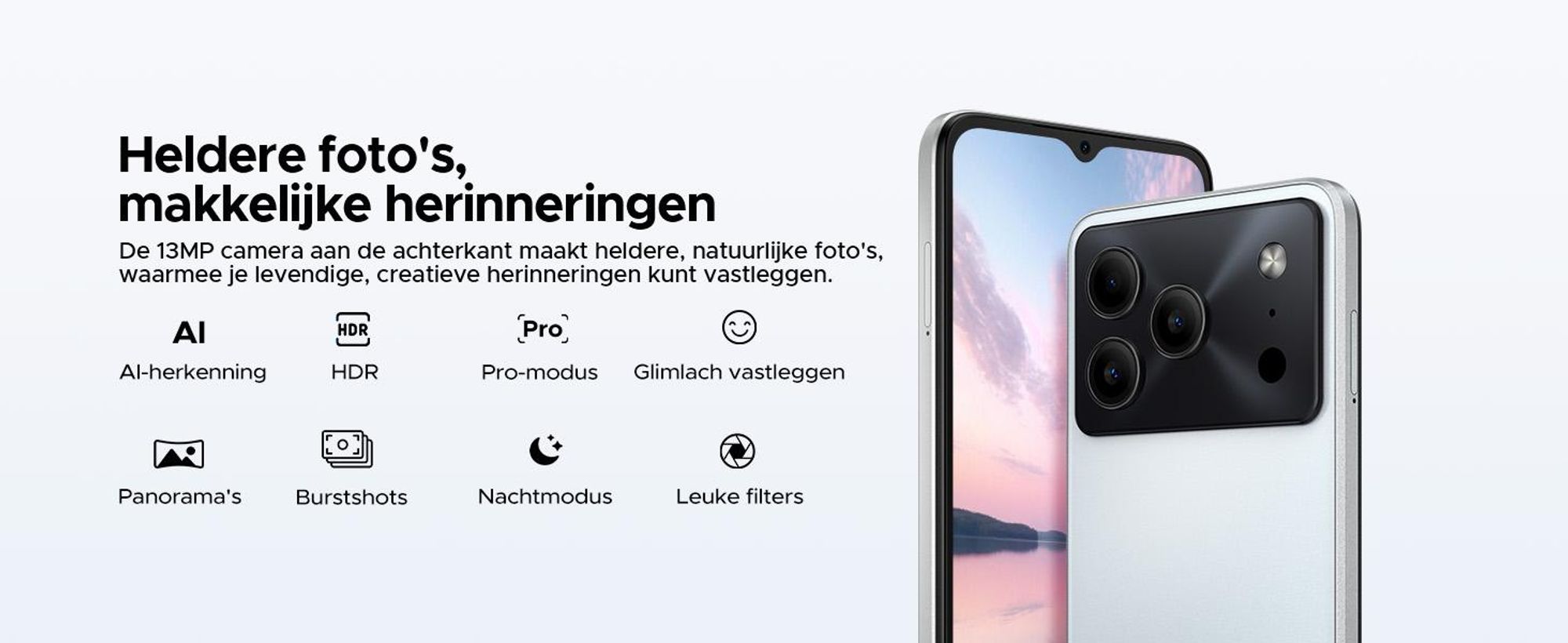 DOOGEE Note56 Pro Smartphone, Android 16, 6,56" scherm met 90Hz, 6150mAh batterij, 32GB RAM + 128GB opslag, 4G Dual-SIM, 13MP camera, NFC, vingerafdruksensor, gezichtsherkenning