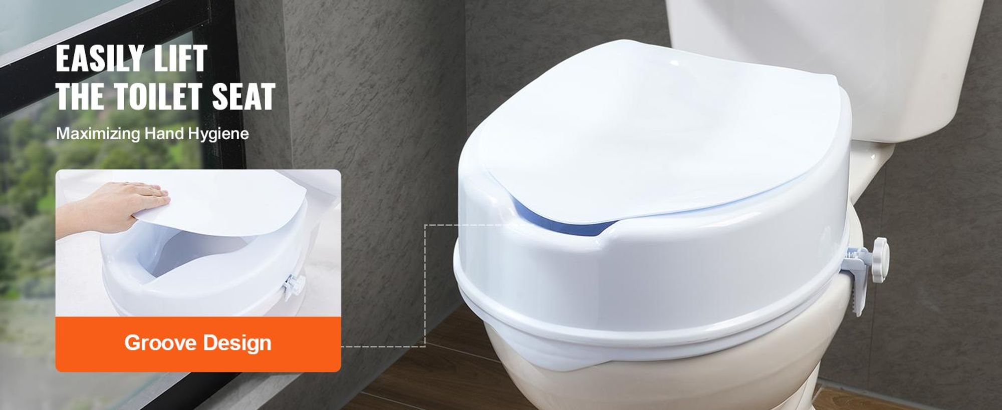 VEVOR Toilettensitzerhöhung Universal-Toilettenerhöhung, 15 cm, Tragkraft 136 kg, Schraubstangenverriegelung, mit Toilettensitz, für Senioren, Behinde