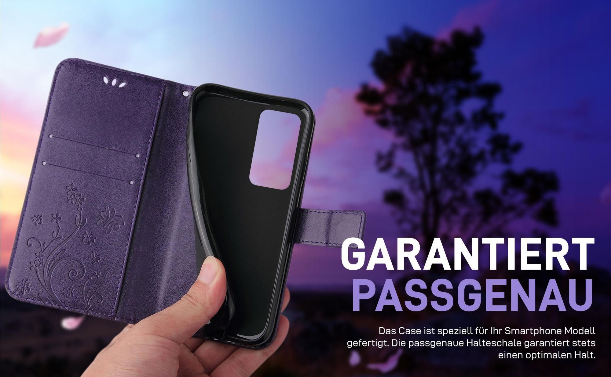 Violette Klapphülle für Xiaomi Redmi 10 mit präziser Passform und sicherem Halt