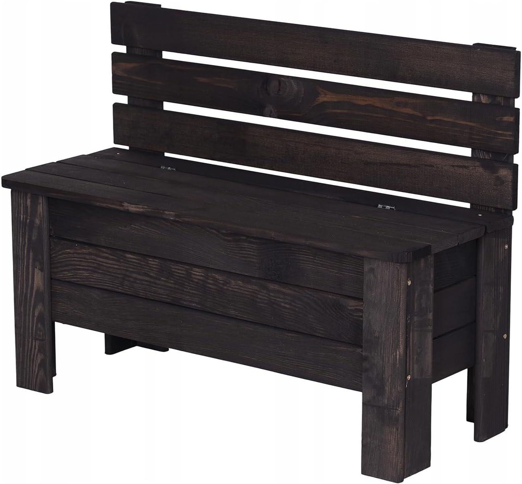STOLMAK Gartenbox aus Holz 111 l 71x54x29 cm Braun Massivholz Kiefer Auflagenbox Kissenbox Holztruhe Sitzbank Gartenmöbel