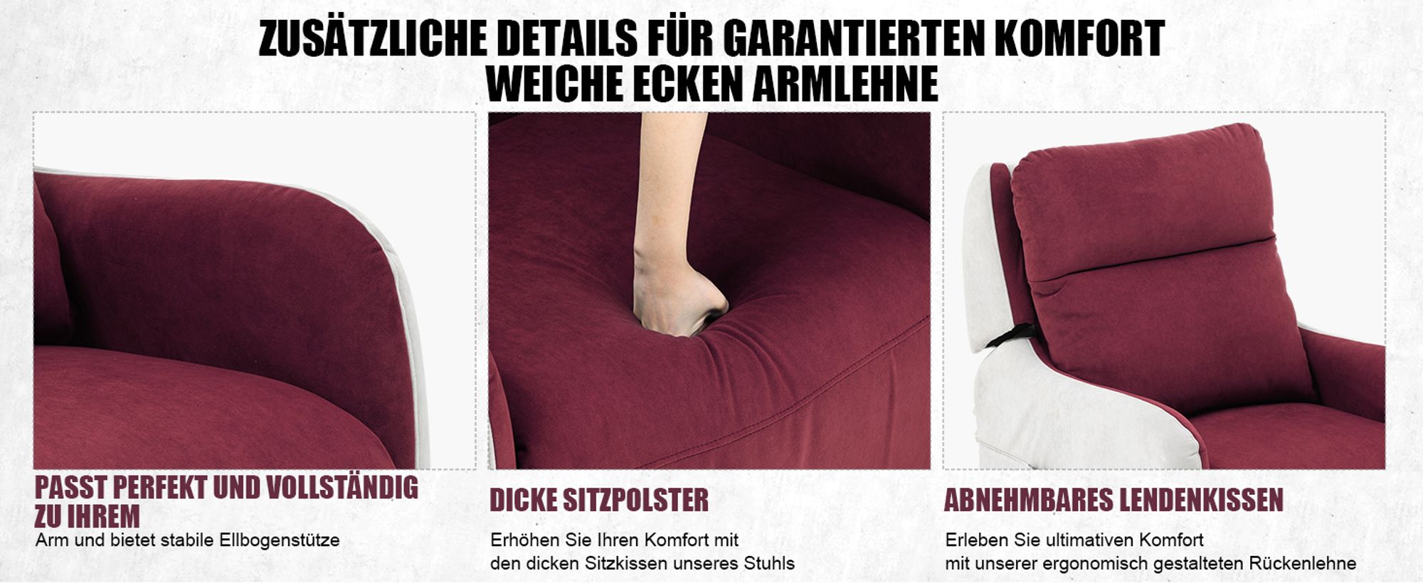 COMHOMA Elektrischer Relaxsessel Massagesessel mit Power Lift, mit SL-Massagefunktion, Ruhesessel Fernsehsessel Fernbedienung mit USB-Anschluss