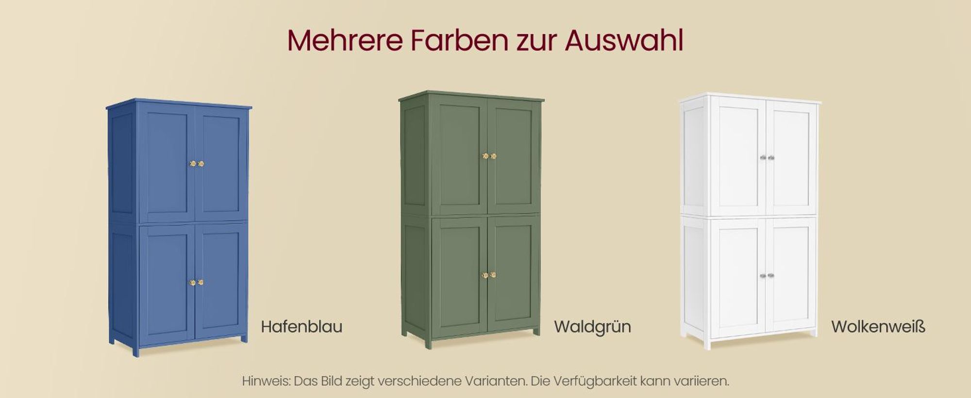 VASAGLE Badschrank mit 4 Türen, Badezimmerschrank mit höhenverstellbaren Einlegeböden, Shaker-Stil, weiß