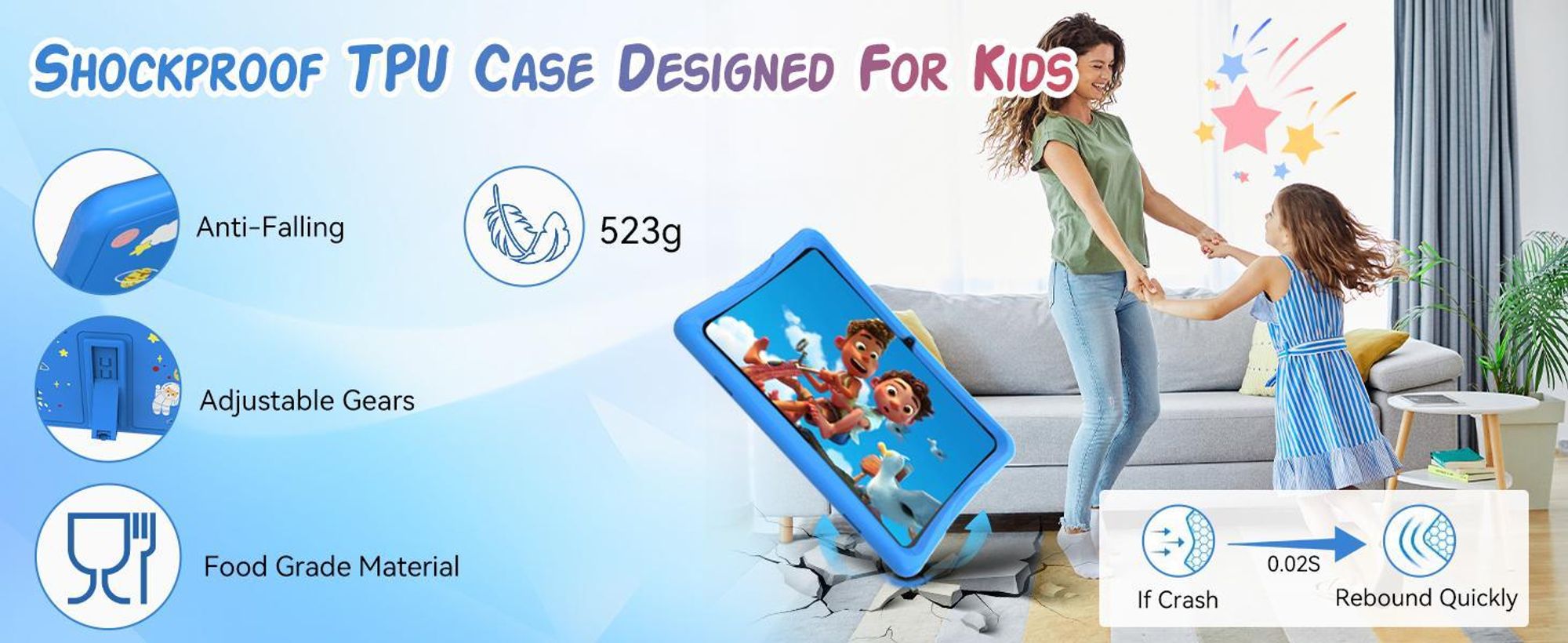 KOBONA-Tabwee K10 Kids 10.1" Rosa Tablet, Google Kids Space, 4GB+64GB, Android 15 WiFi Tablet für Kind mit Kindgerechte Hülle und Stift, 5000mAh