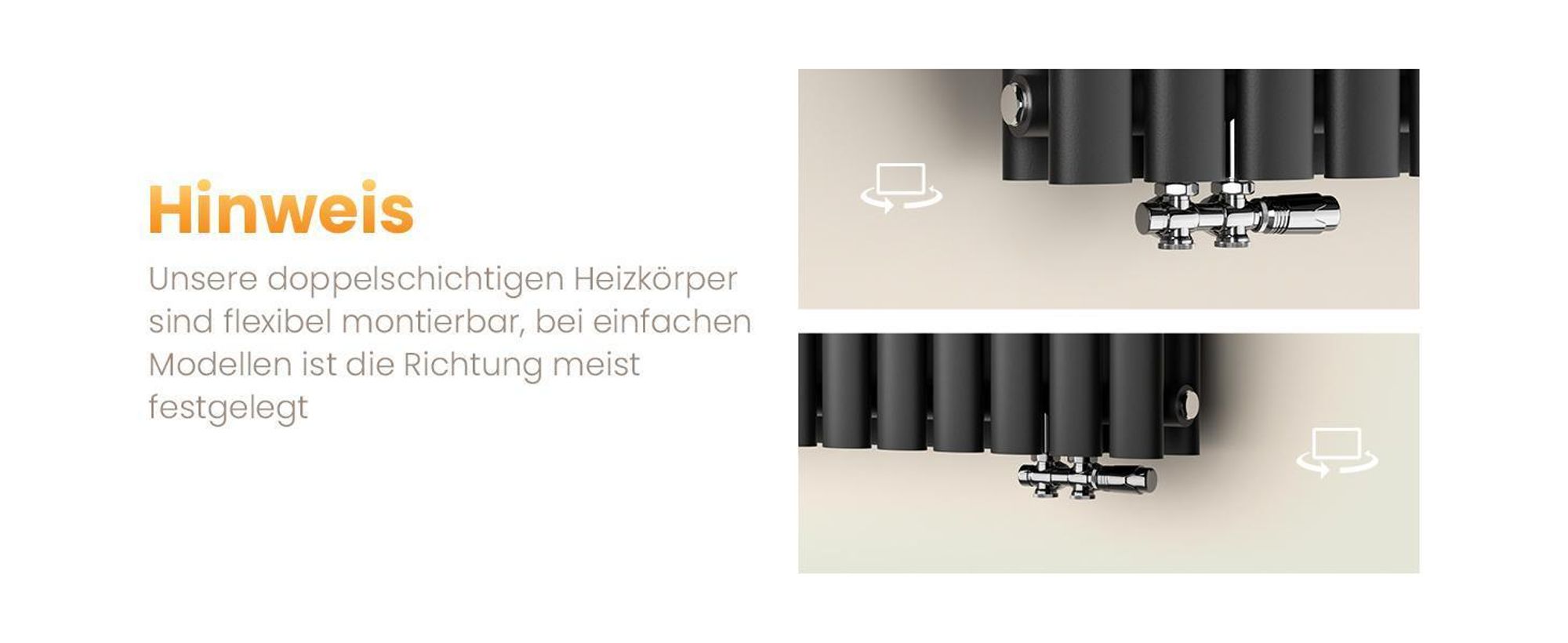 EMKE Design-Röhrenheizkörper für Warmwasserbetrieb Mittelanschluss Vertikal Oval Doppellagig 678 Watt 24 cm x 180 cm Anthrazit ohne Heizstab