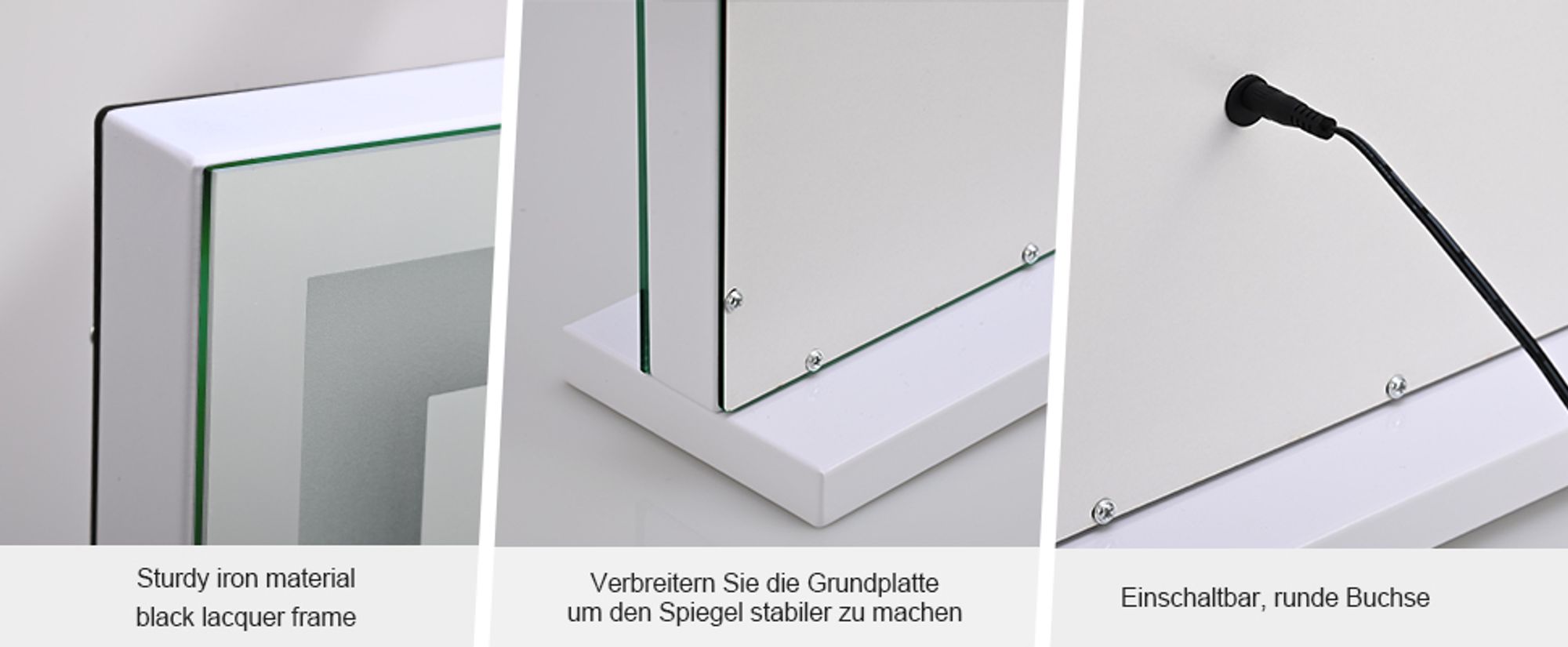Heilmetz Hollywood Kosmetikspiegel 50x42cm Schminkspiegel mit Beleuchtung 3-Farben-Licht Dimmbar Weiß