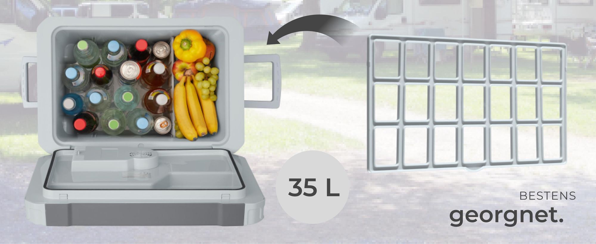 tectake®️ Elektrische Kühl- und Wärmebox 35l mit Rollen und Griffen - Grau - Eco-Modus - Tragbar