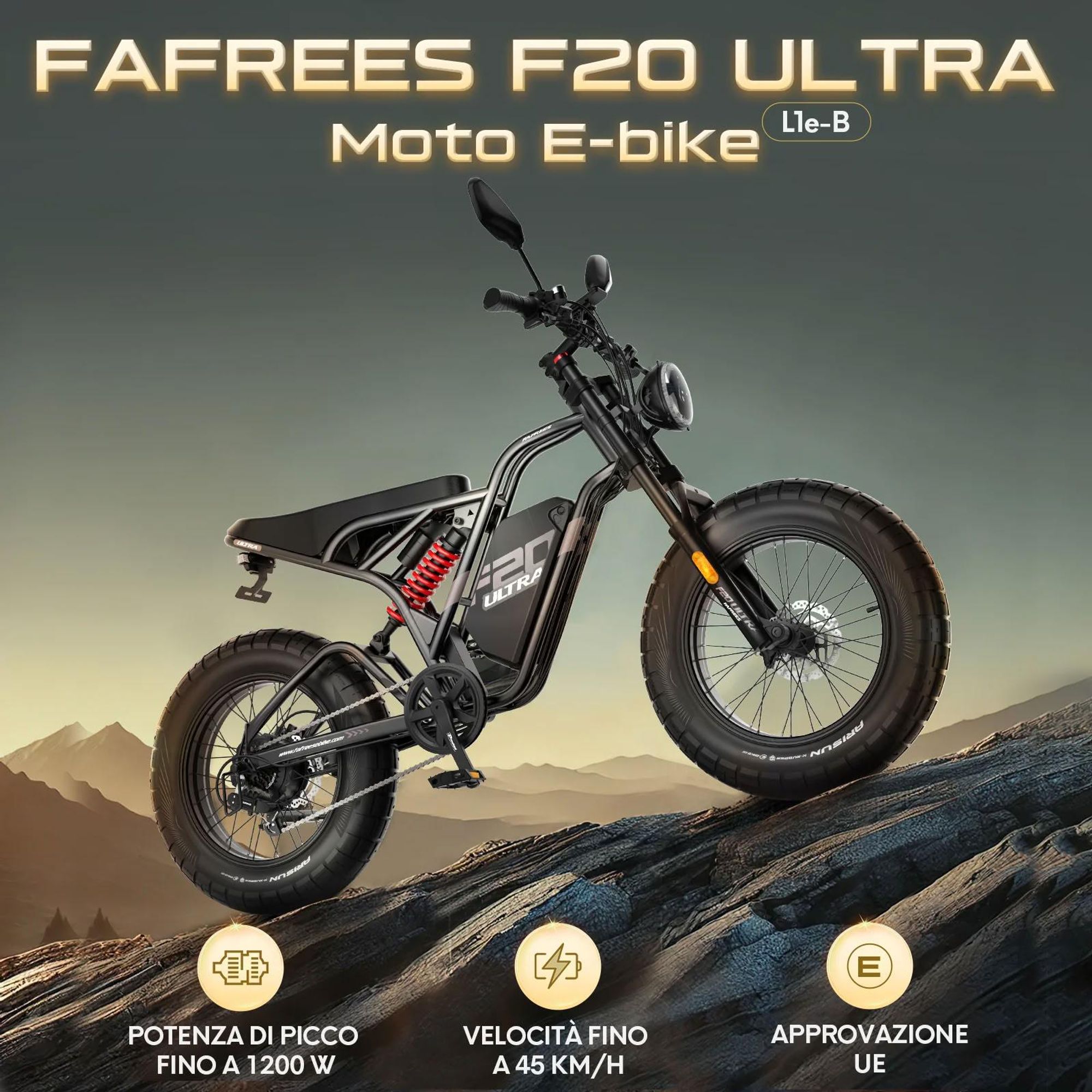 FAFREES F20 Ultra E-bike (Omologazione UE L1e-B) - Batteria 48V25AH Freni meccanici 20 Pollici Pneumatici - Verde