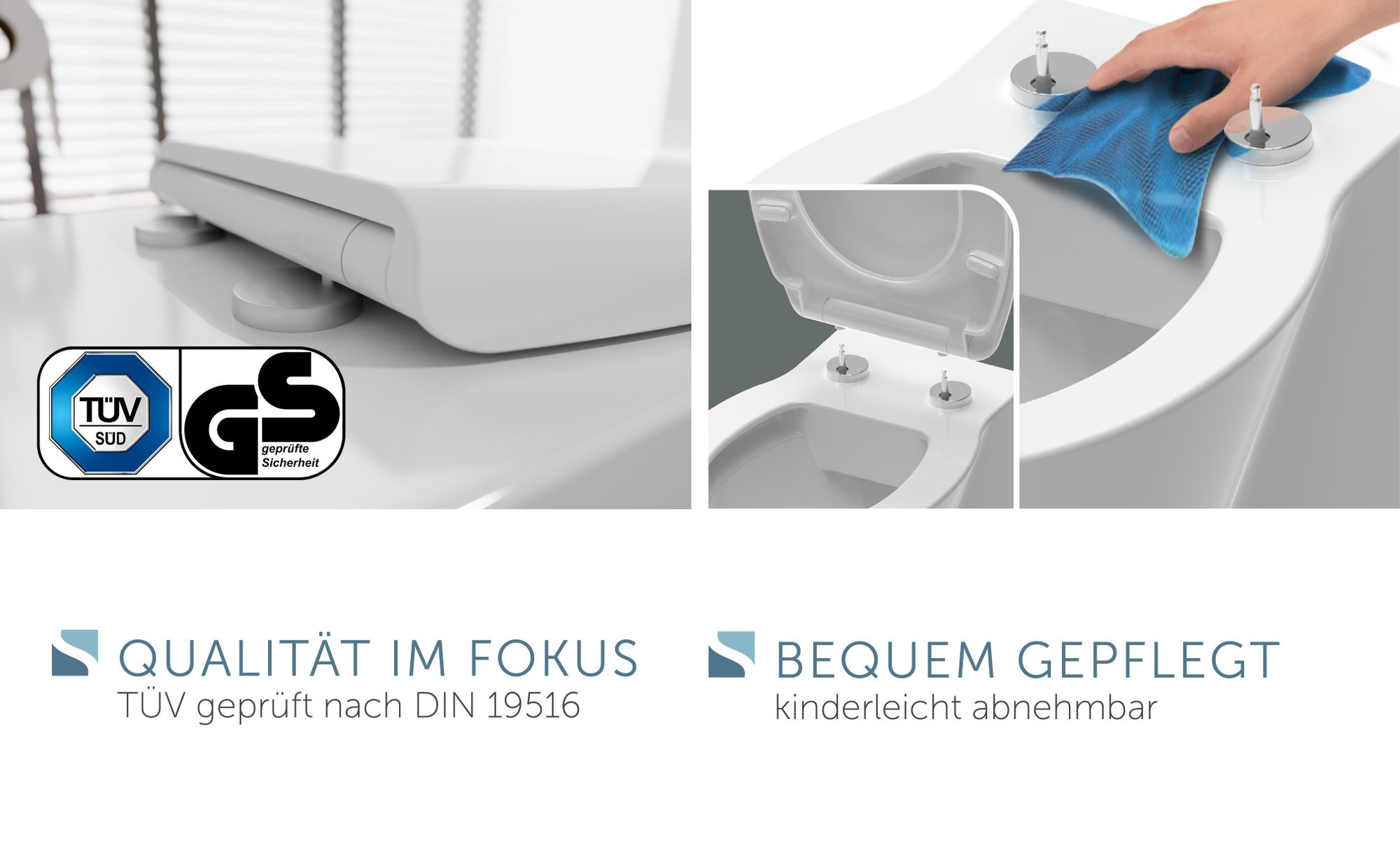 SCHÜTTE Thermoplast WC-Sitz WHITE, PREMIUM, mit Absenkautomatik und Schnellverschluss
