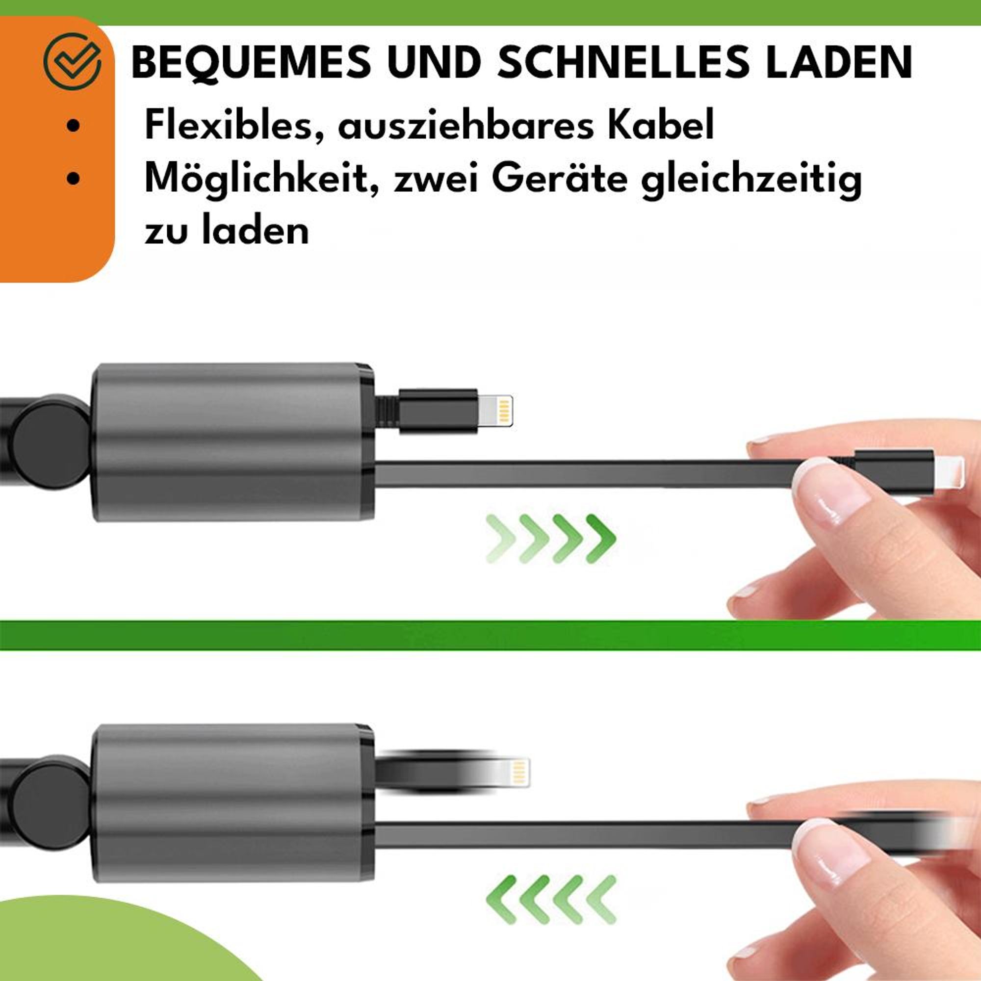 KRUMAD USB-C Autoladegerät 120 W – Zigarettenanzünder 12–24 V mit 2 integrierten Kabeln (USB-C & Lightning), USB-A/USB-C Ports & LED-Anzeige