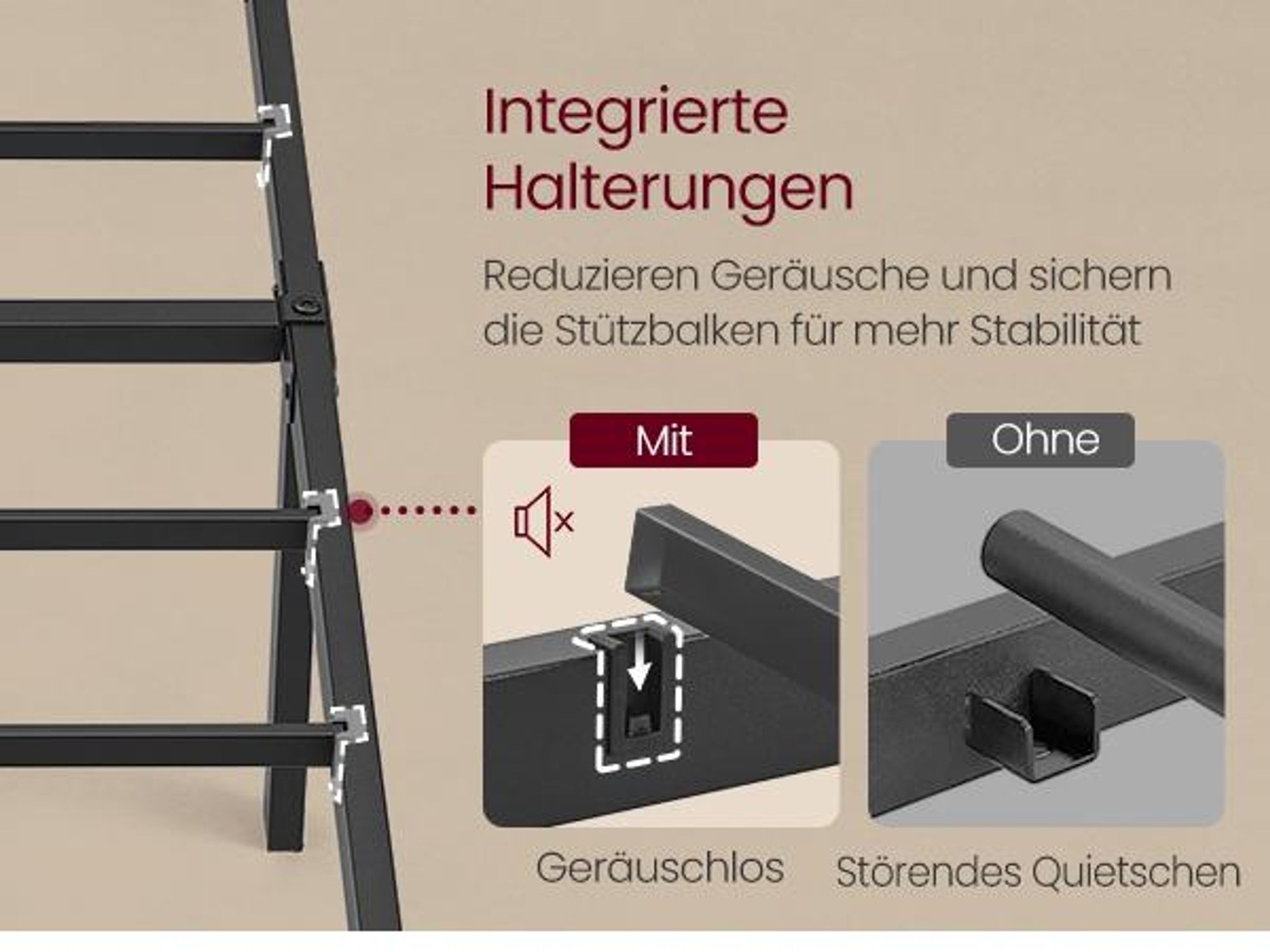VASAGLE Einzelbettgestell, 90 x 200 cm, Bettgestell, mit gepolstertem Kopfteil, Bettrahmen, Stahl, trägt bis zu 250 kg, einfache Montage